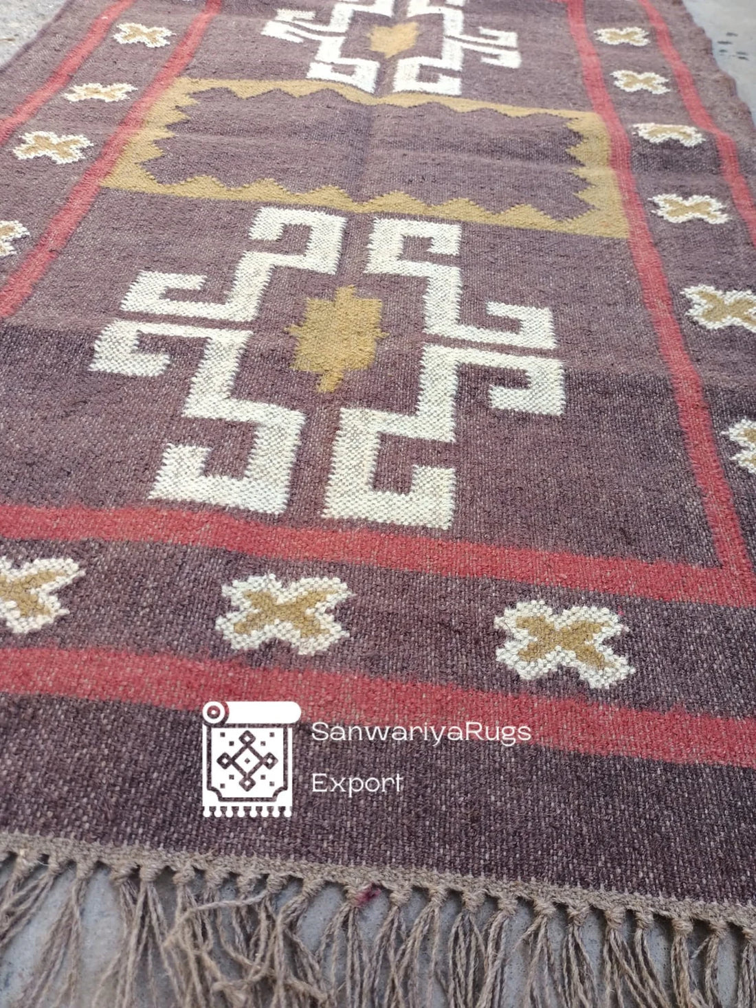 Handwoven Wool Jute Dhurrie Rug