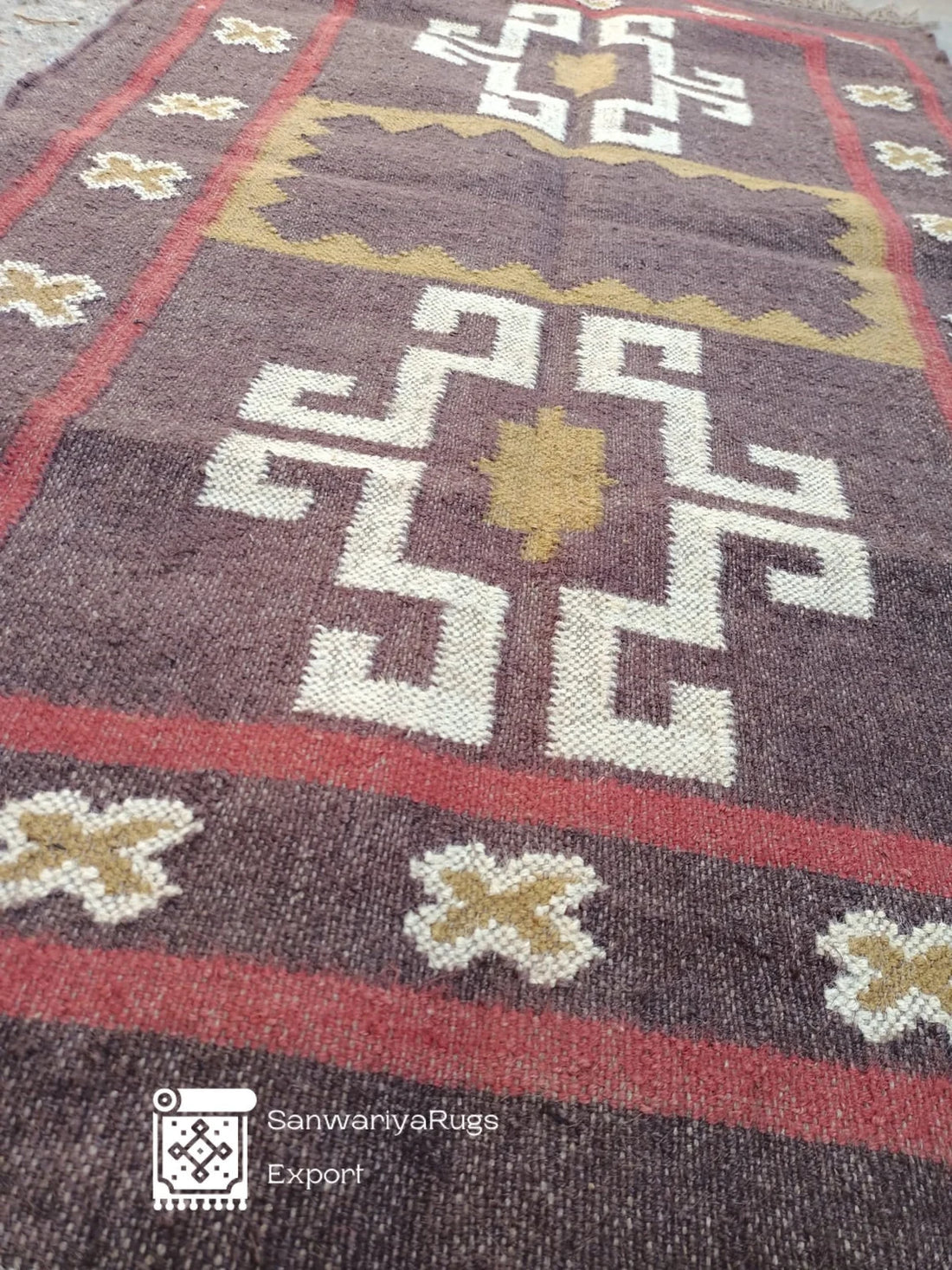 Handwoven Wool Jute Dhurrie Rug