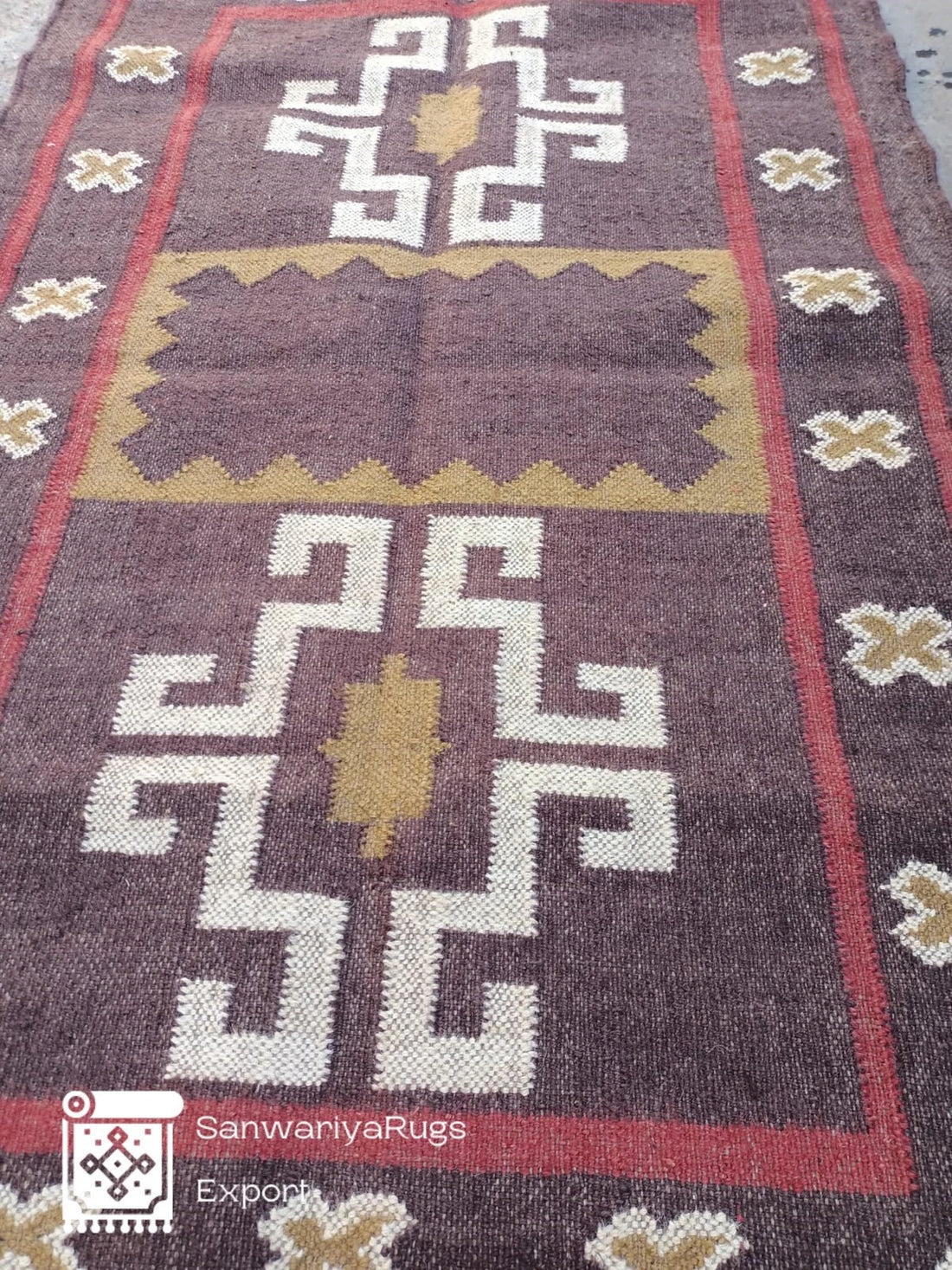 Handwoven Wool Jute Dhurrie Rug