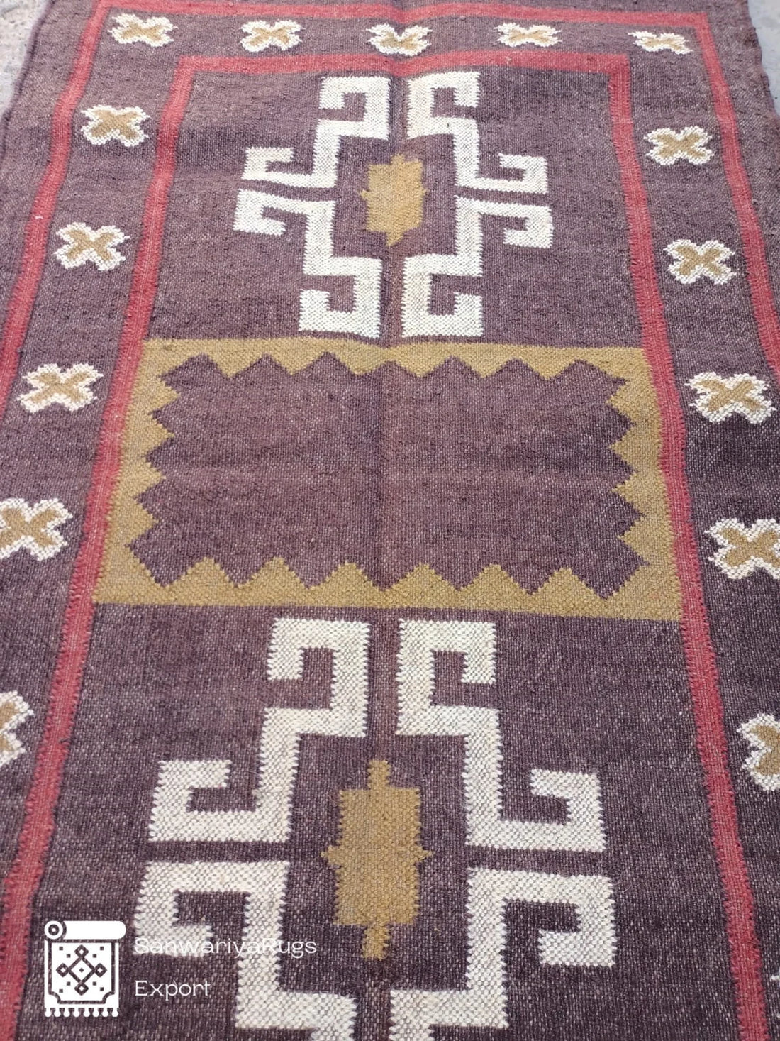 Handwoven Wool Jute Dhurrie Rug