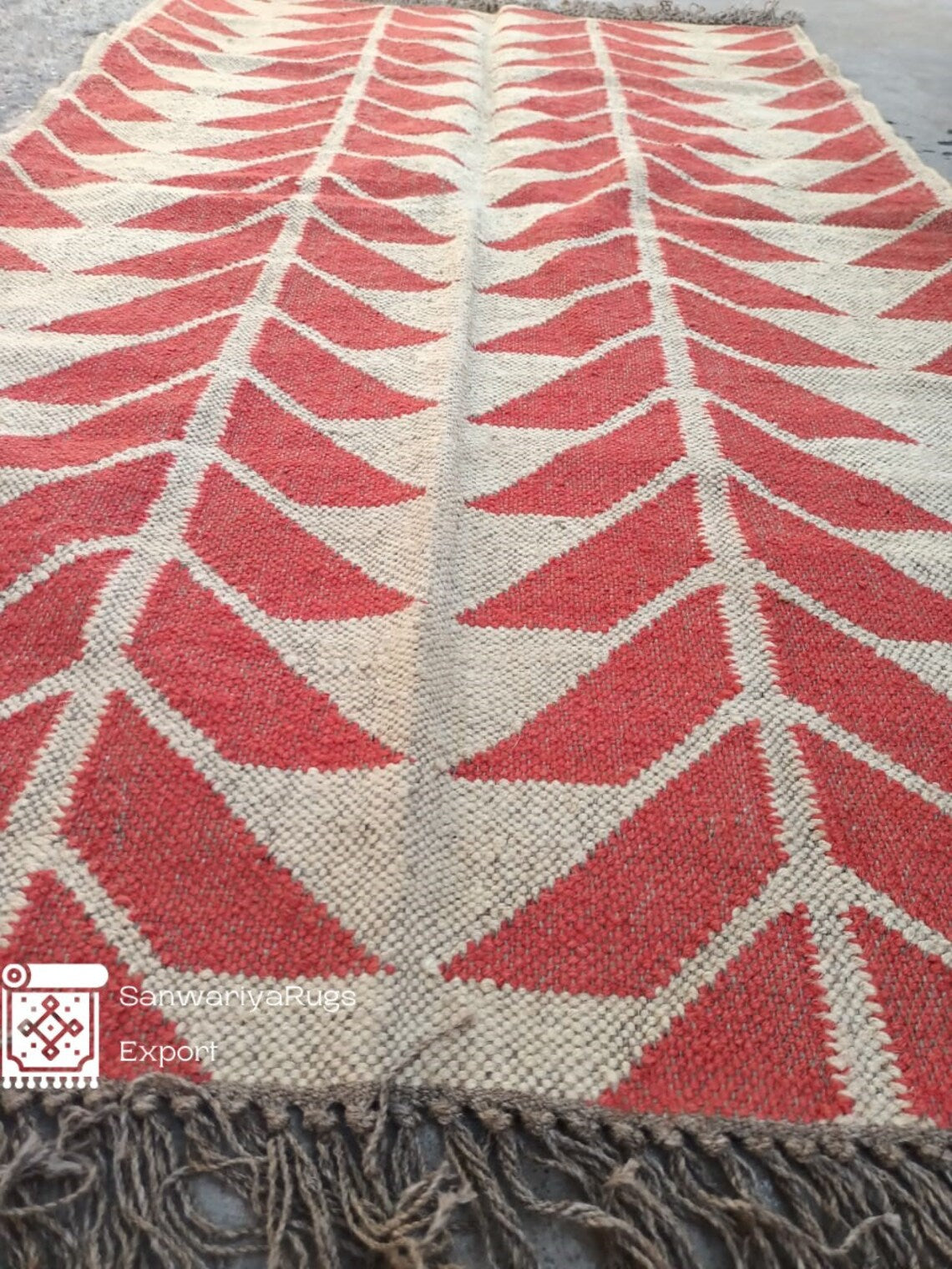 Handwoven Wool Jute Kilim Dhurrie Rug