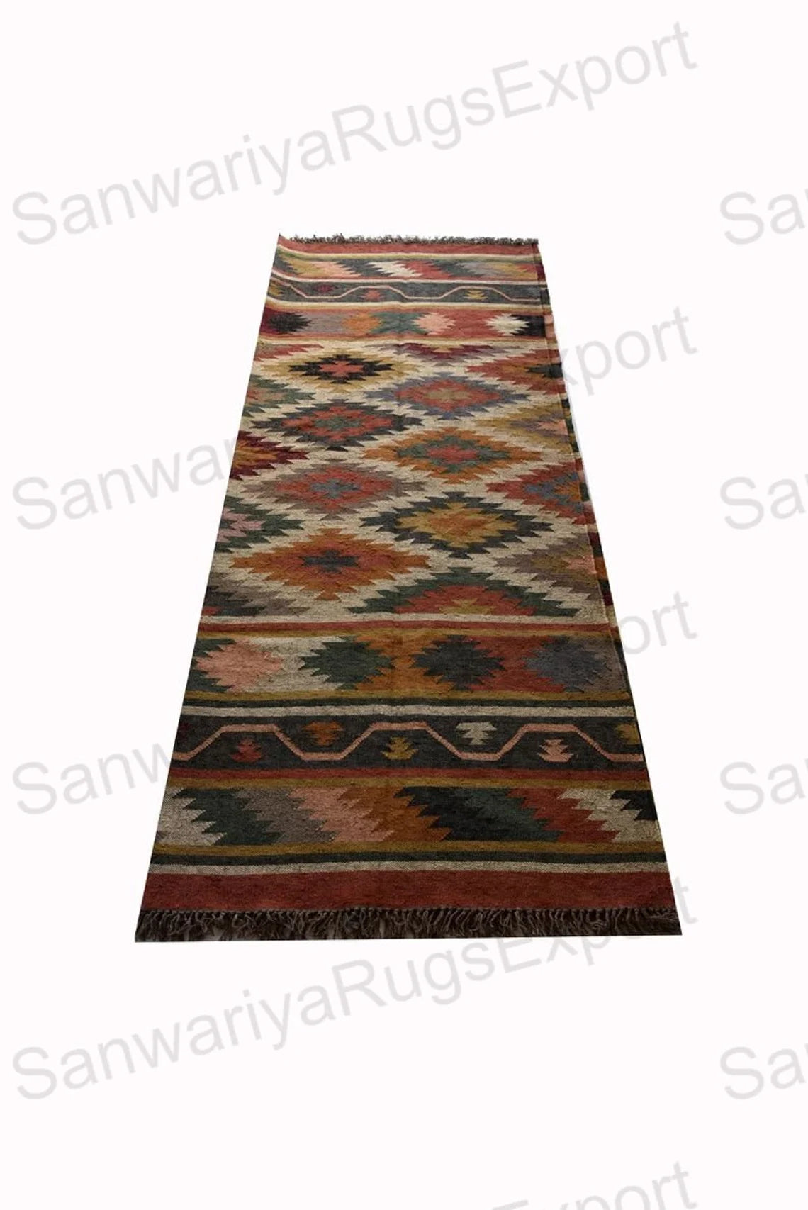 Handmade Wool Kilim Rug – Modern Egyptian Design Dhurrie