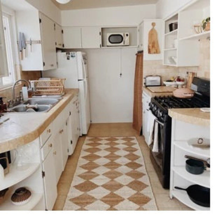 Diamond Pattern Hemp Jute Runner Rug