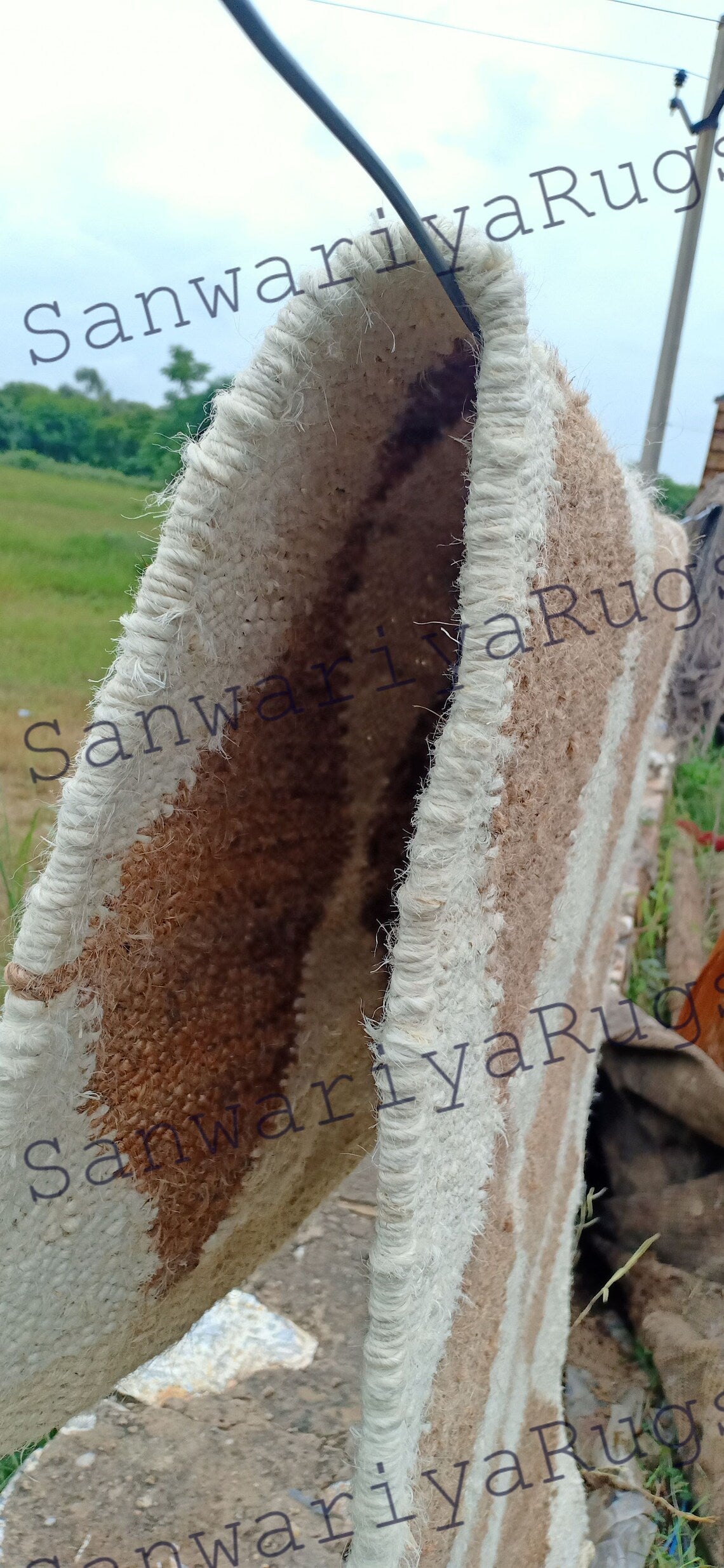 Diamond Pattern Hemp Jute Runner Rug