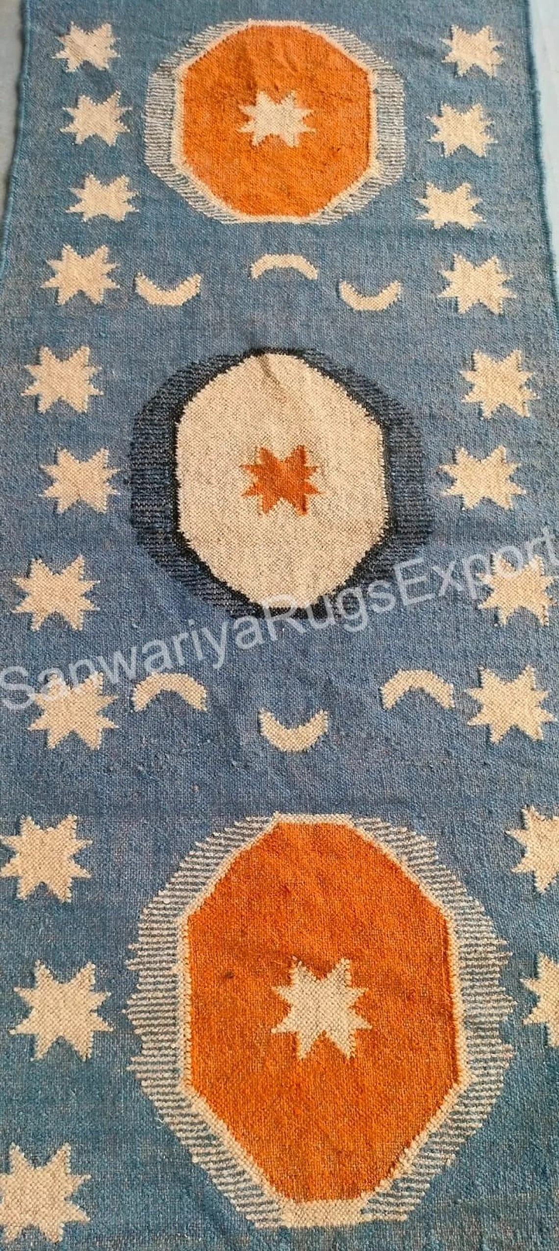 Handmade Wool Jute Kilim Rug – Oriental Geometric Flatweave Carpet