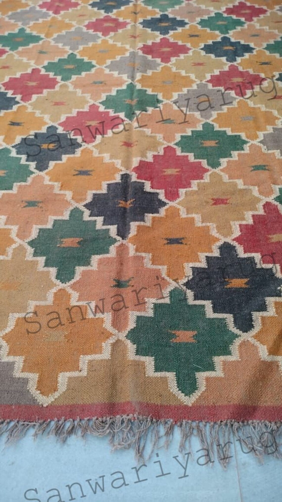 6x9 Kilim Wool Jute Rug