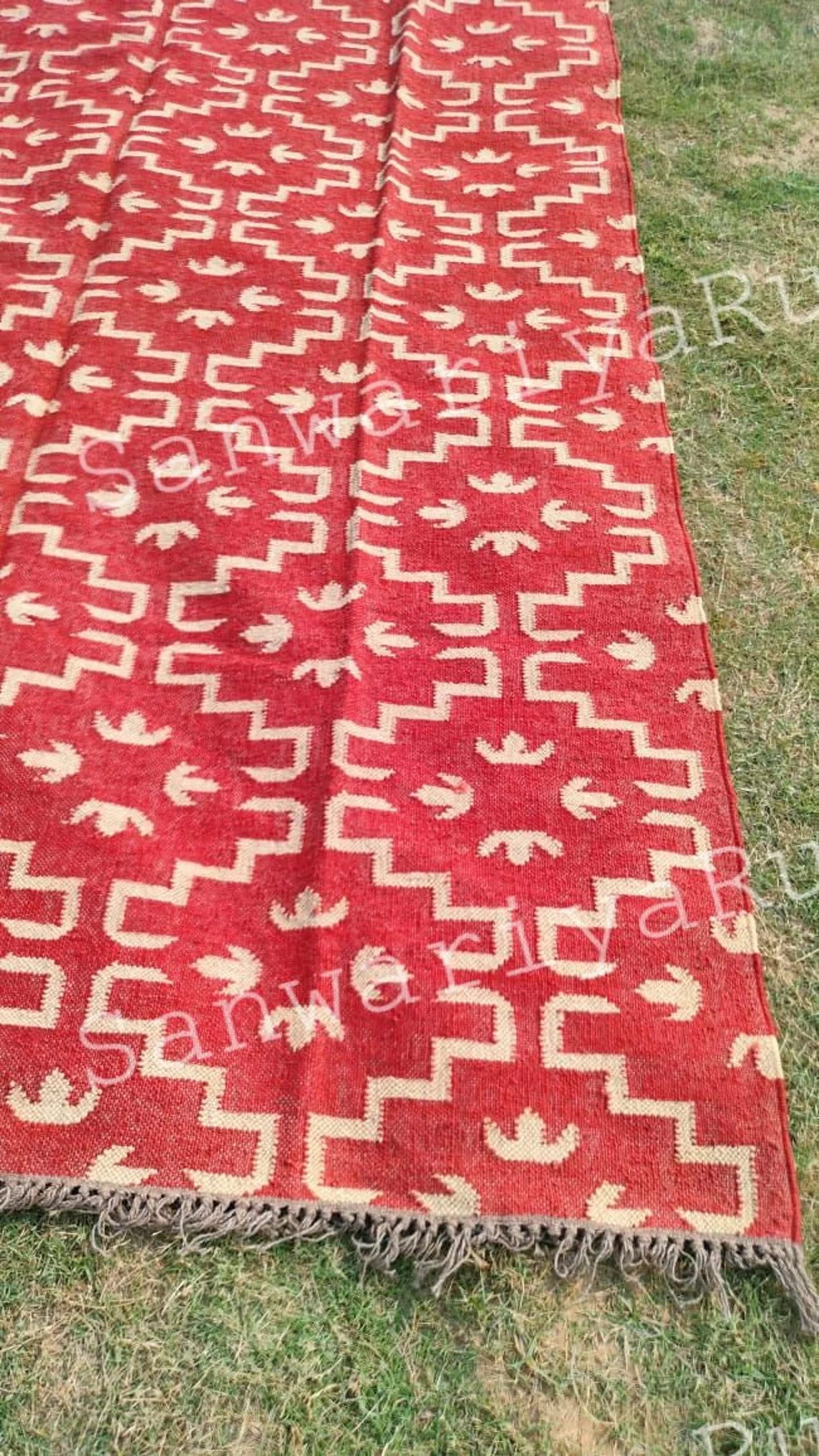 Kilim Wool Jute Rug handwoven