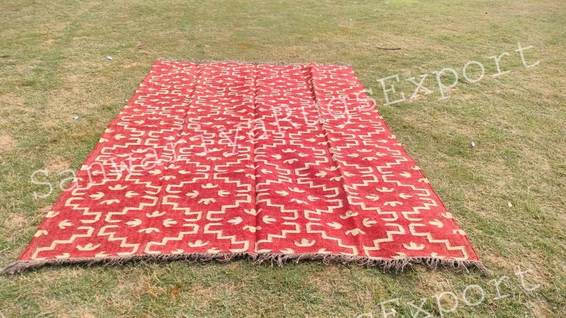 Kilim Wool Jute Rug handwoven