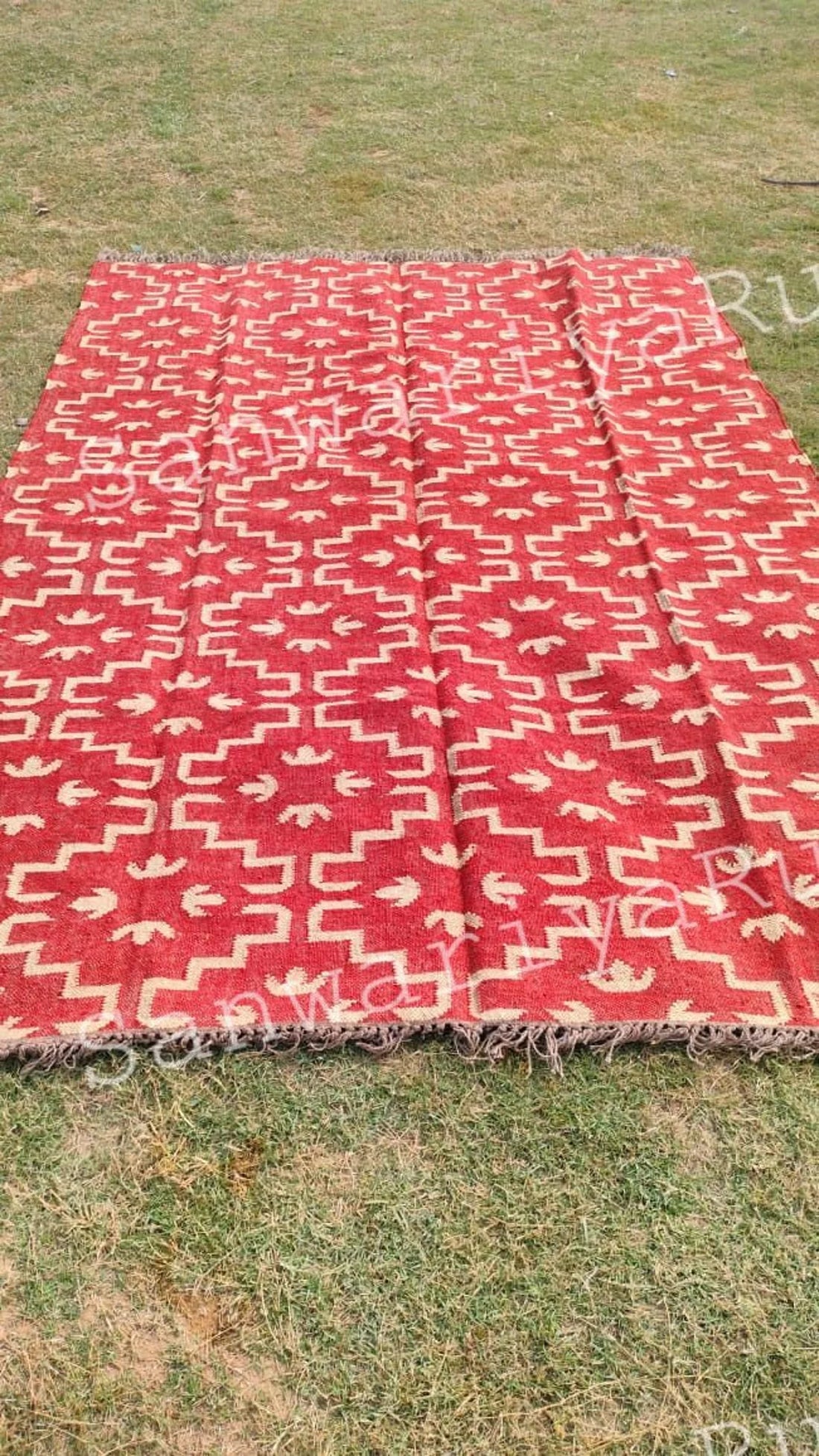 Kilim Wool Jute Rug handwoven