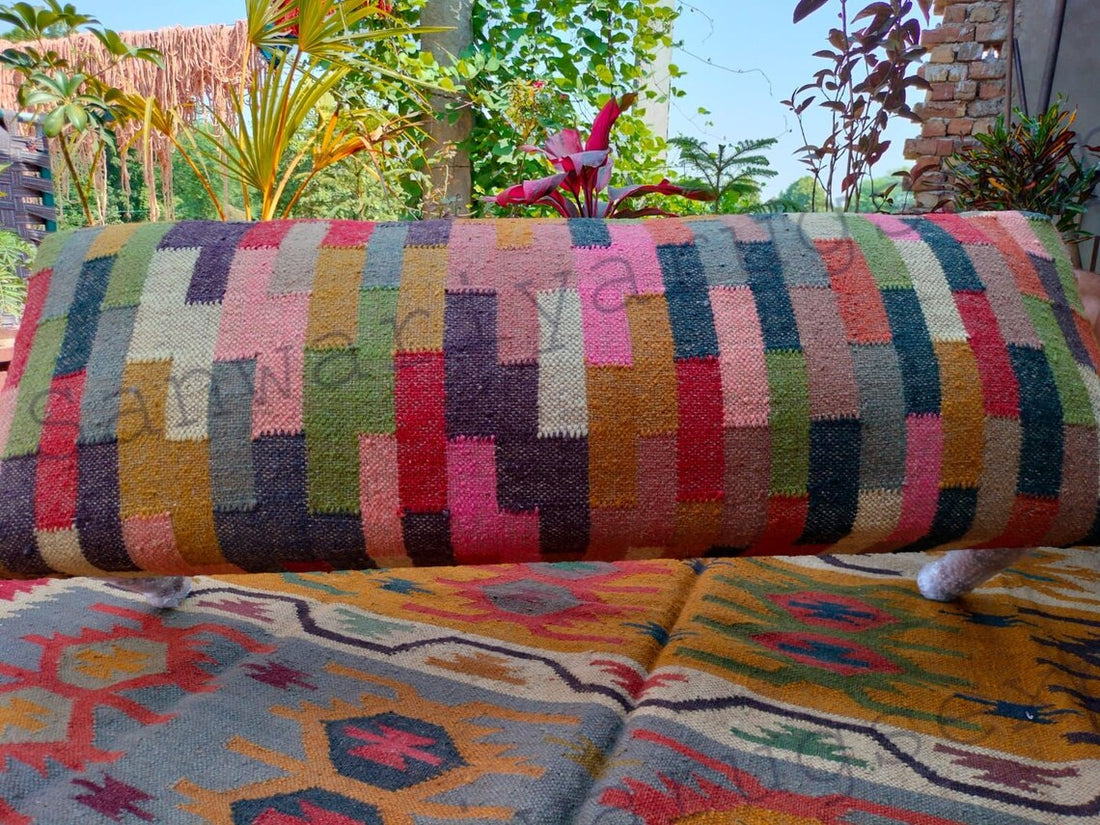 Kilim Bench Wooden Work Bench – Handmade Ottoman Seat