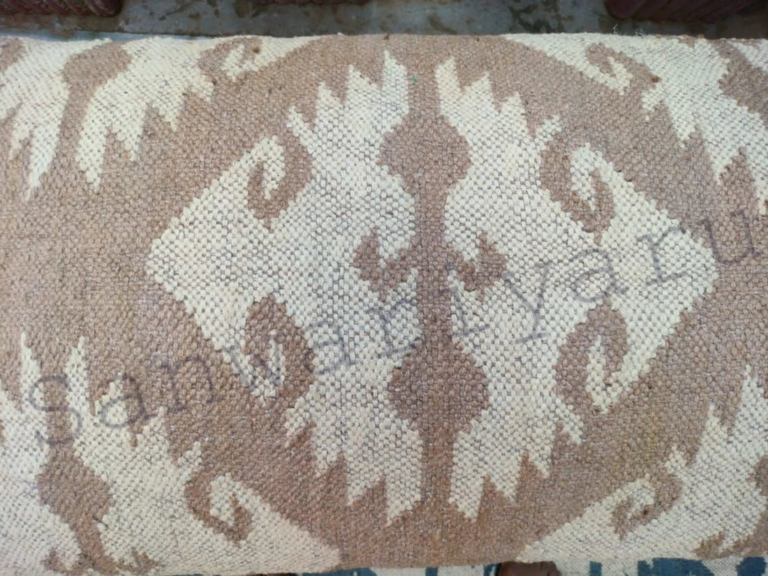 Handmade Kilim Bench – Wool & Jute Rug Upholstered Ottoman