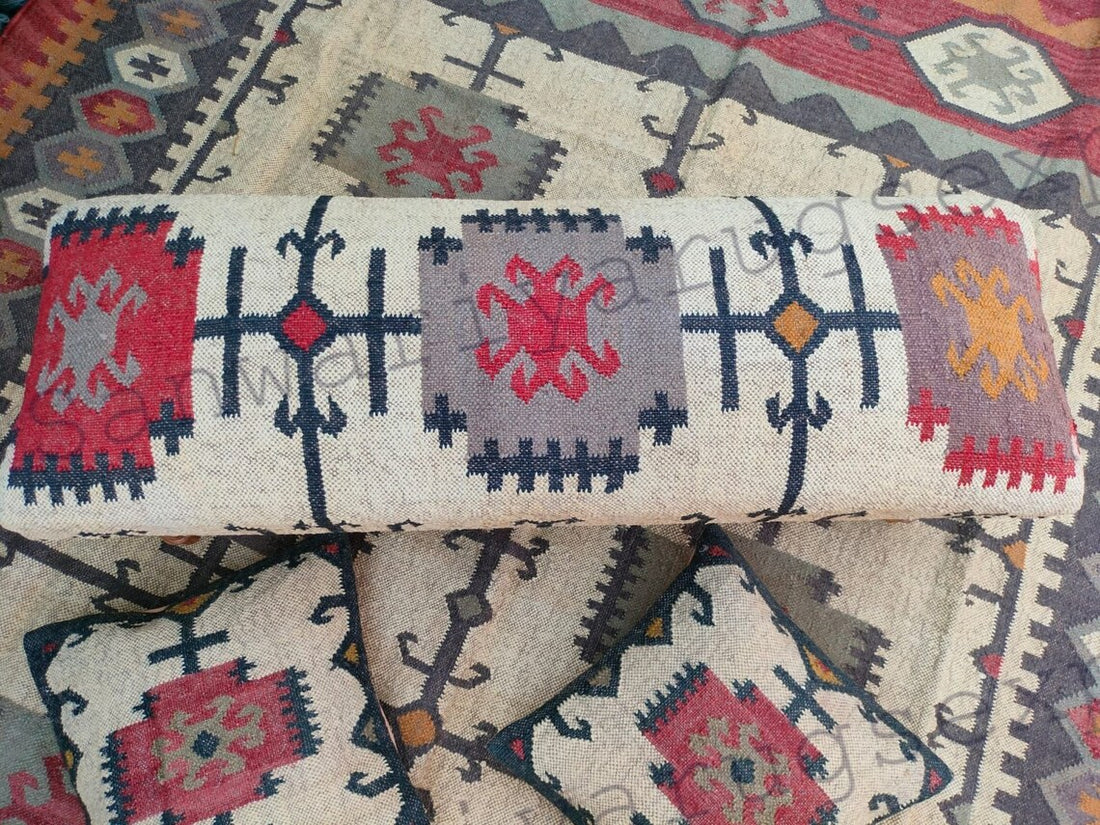 Kilim Bench Wooden Work Bench – Handmade Ottoman Seat