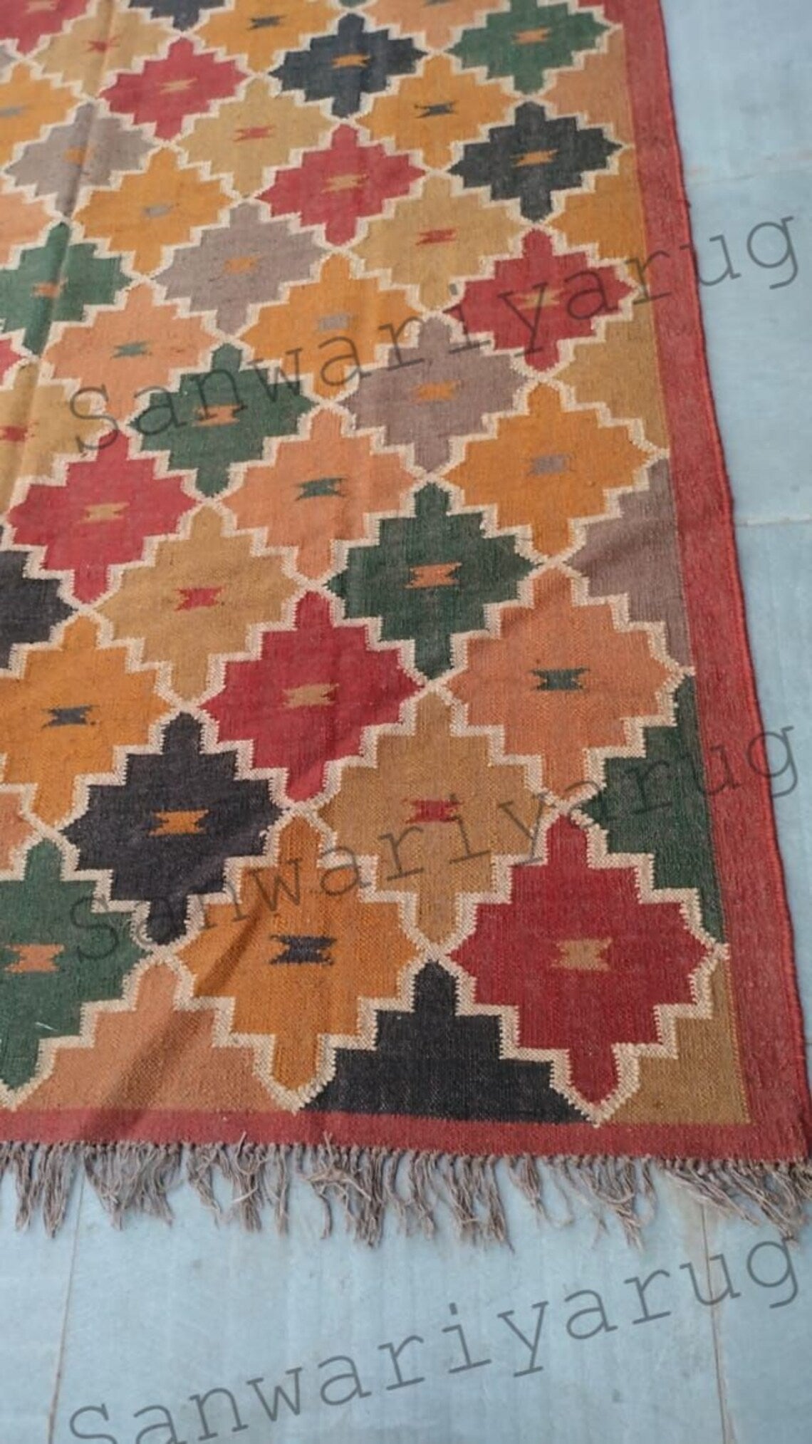 6x9 Kilim Wool Jute Rug