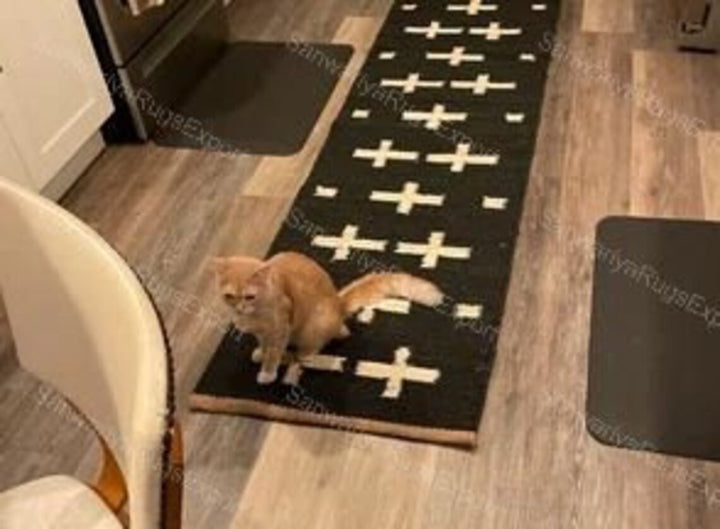 Handmade Black & White Jute Runner Rug