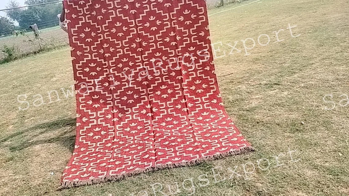 Kilim Wool Jute Rug handwoven