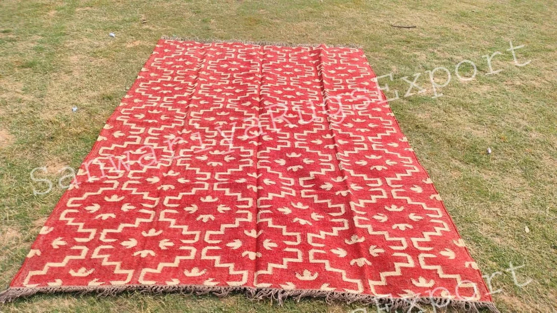 Kilim Wool Jute Rug handwoven