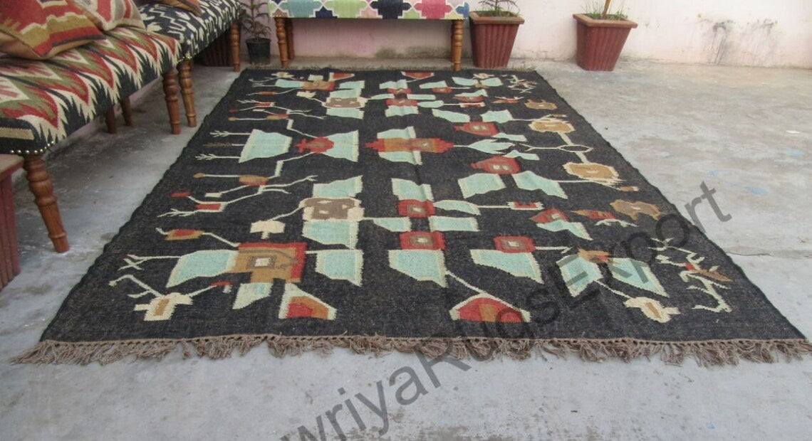 Handmade Wool Modern Kilim Rug