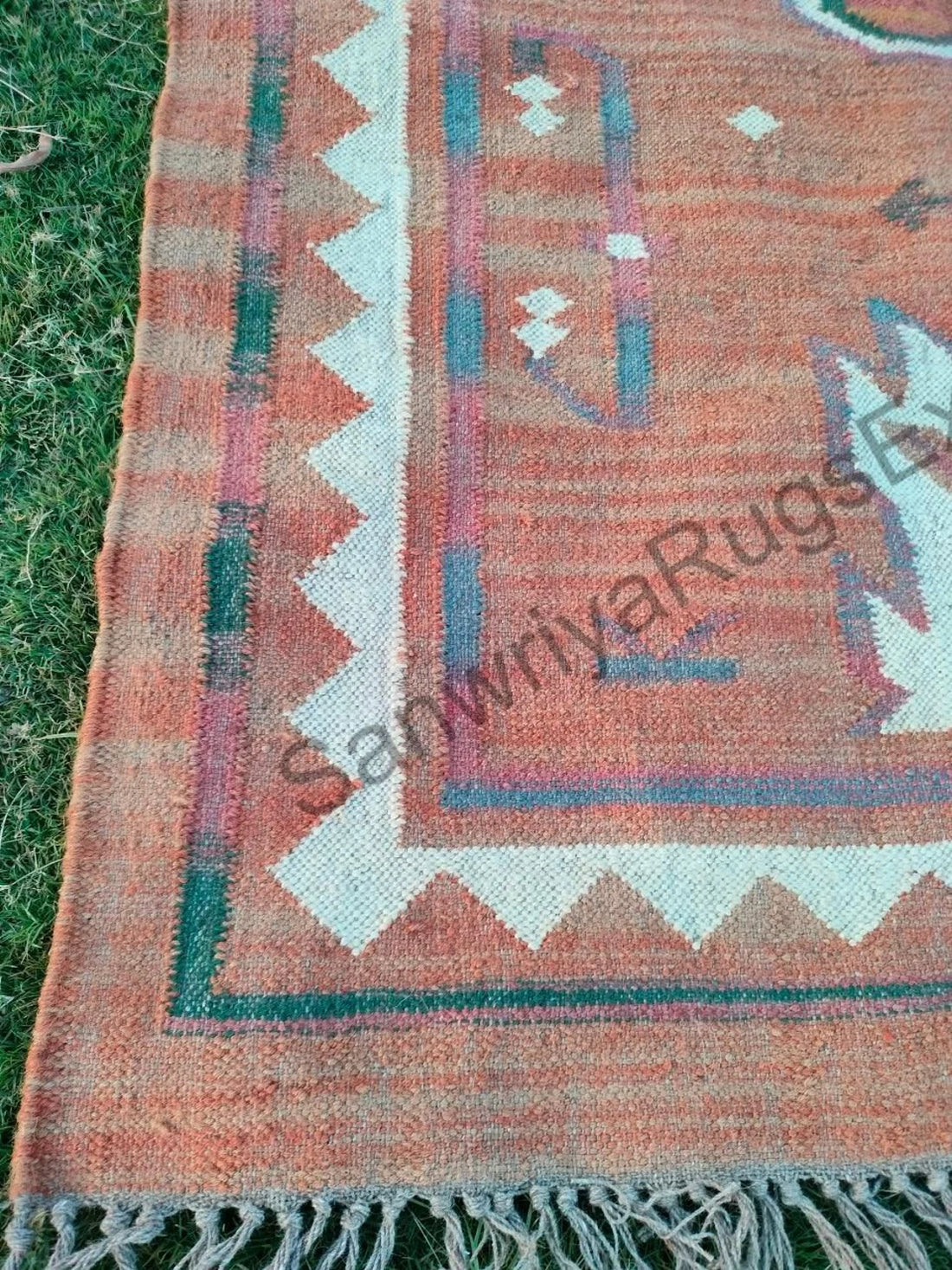 Handmade Wool Kilim Rug: Modern Area Rug, Egyptian Design