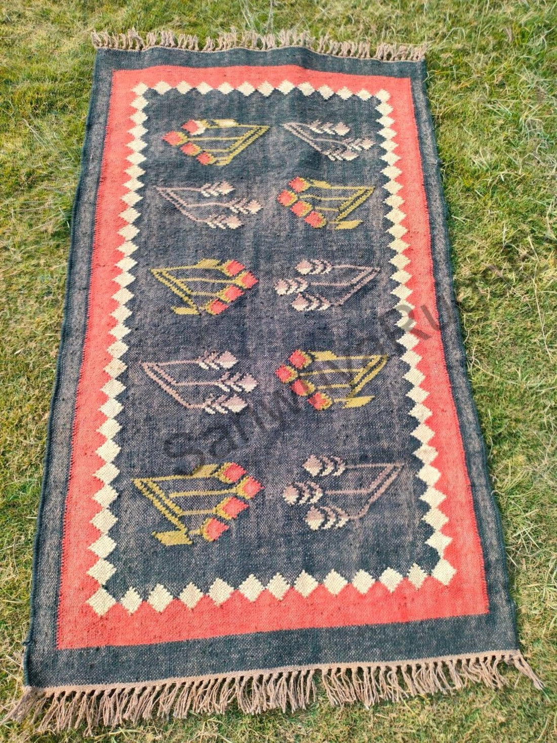 Handmade Kilim Stair Runner – Wool Jute Flatweave Rug