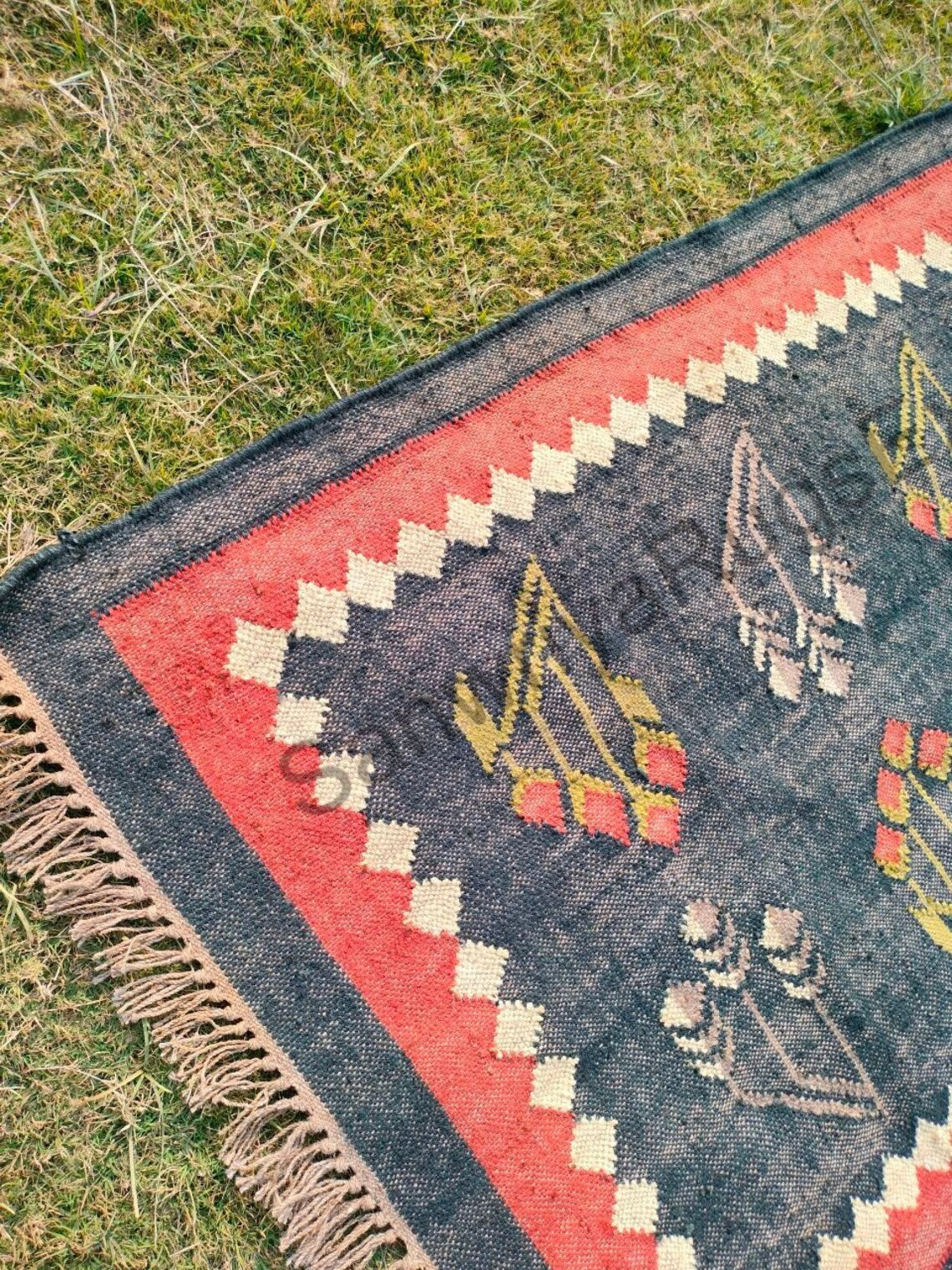 Handmade Kilim Stair Runner – Wool Jute Flatweave Rug