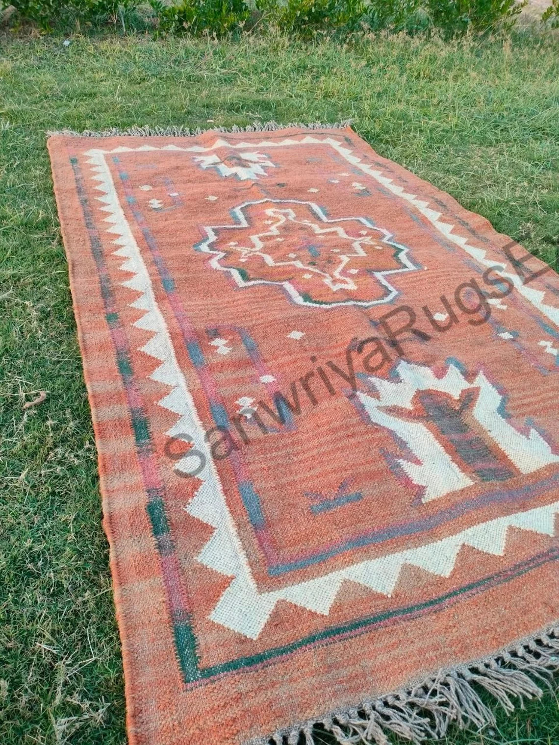 Handmade Wool Kilim Rug: Modern Area Rug, Egyptian Design