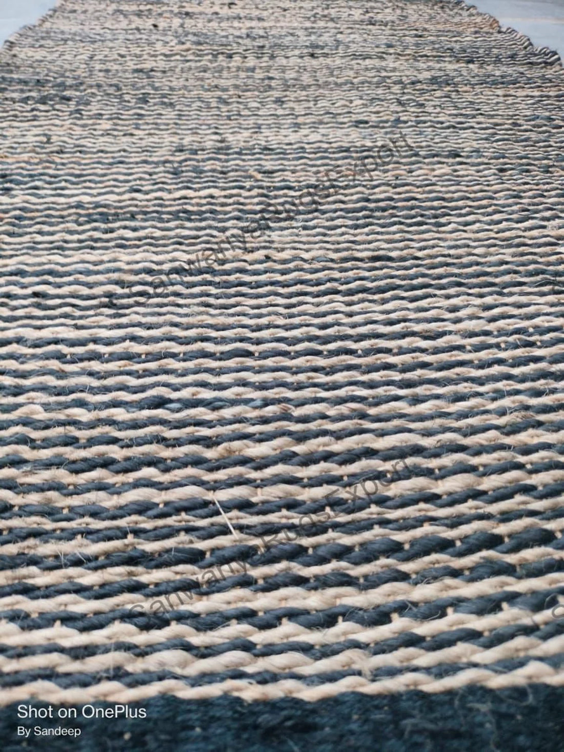 Natural & Black Jute Hemp Runner | Handwoven Area Rug