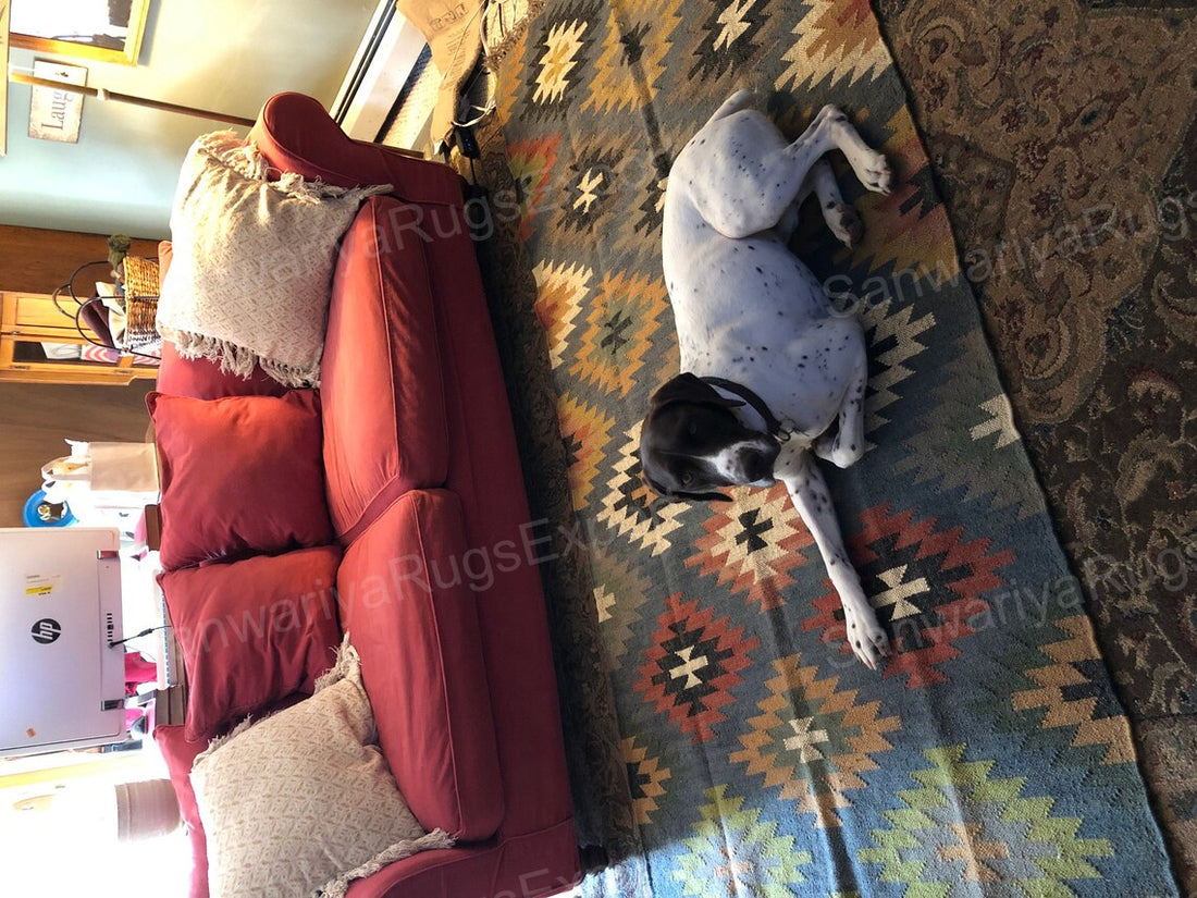 Handwoven Kilim Wool Jute Runner Rug with Traditional Geometric Oriental Motifs