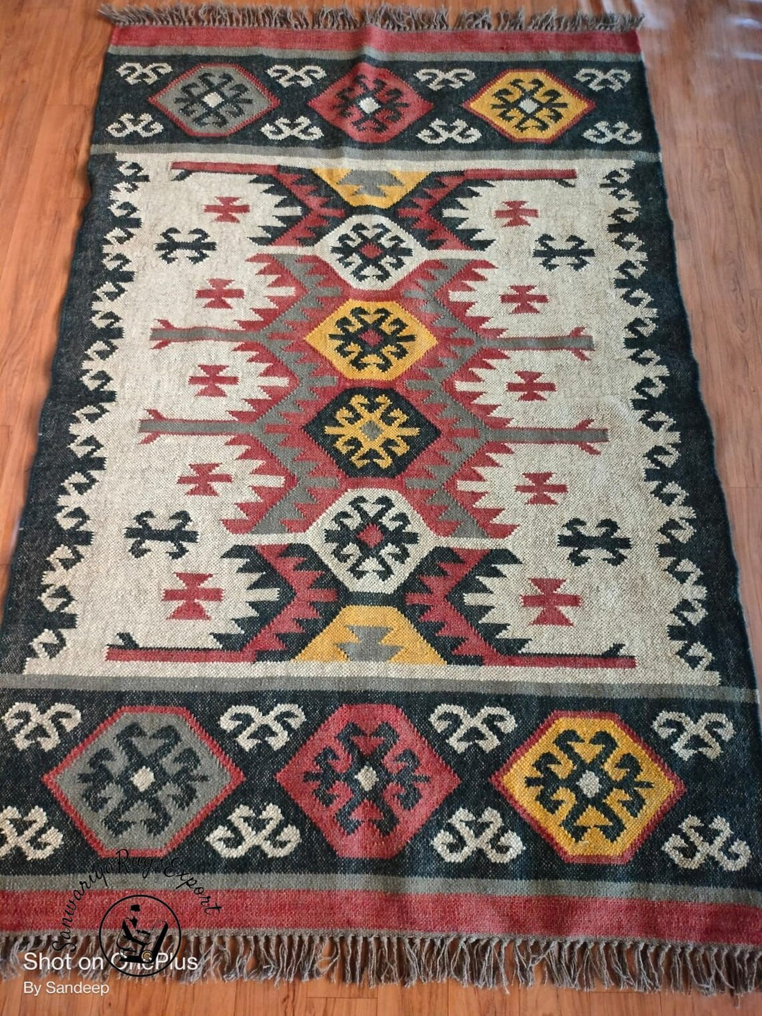 Wool Jute Traditional Kilim Rug