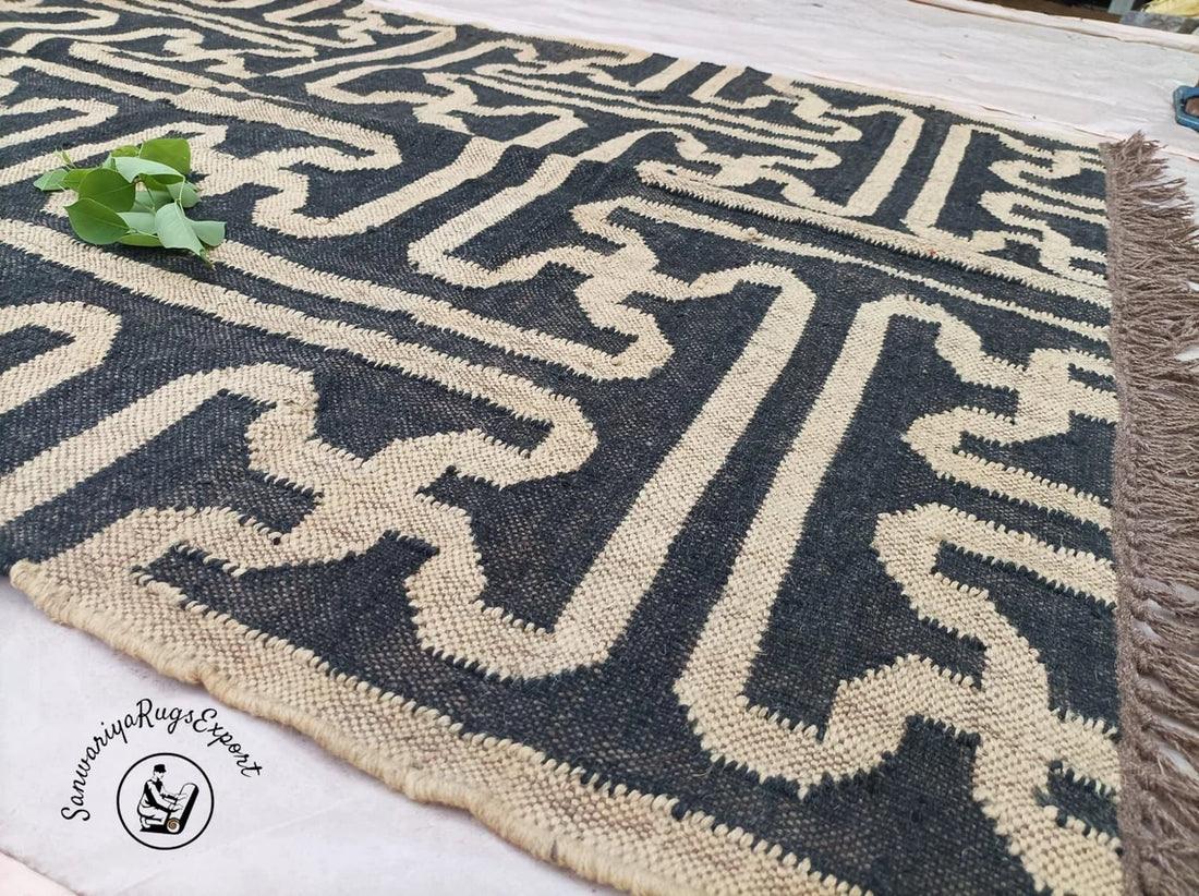 Handmade Large Kilim Rug | Wool & Jute Flatweave Oriental Dhurrie