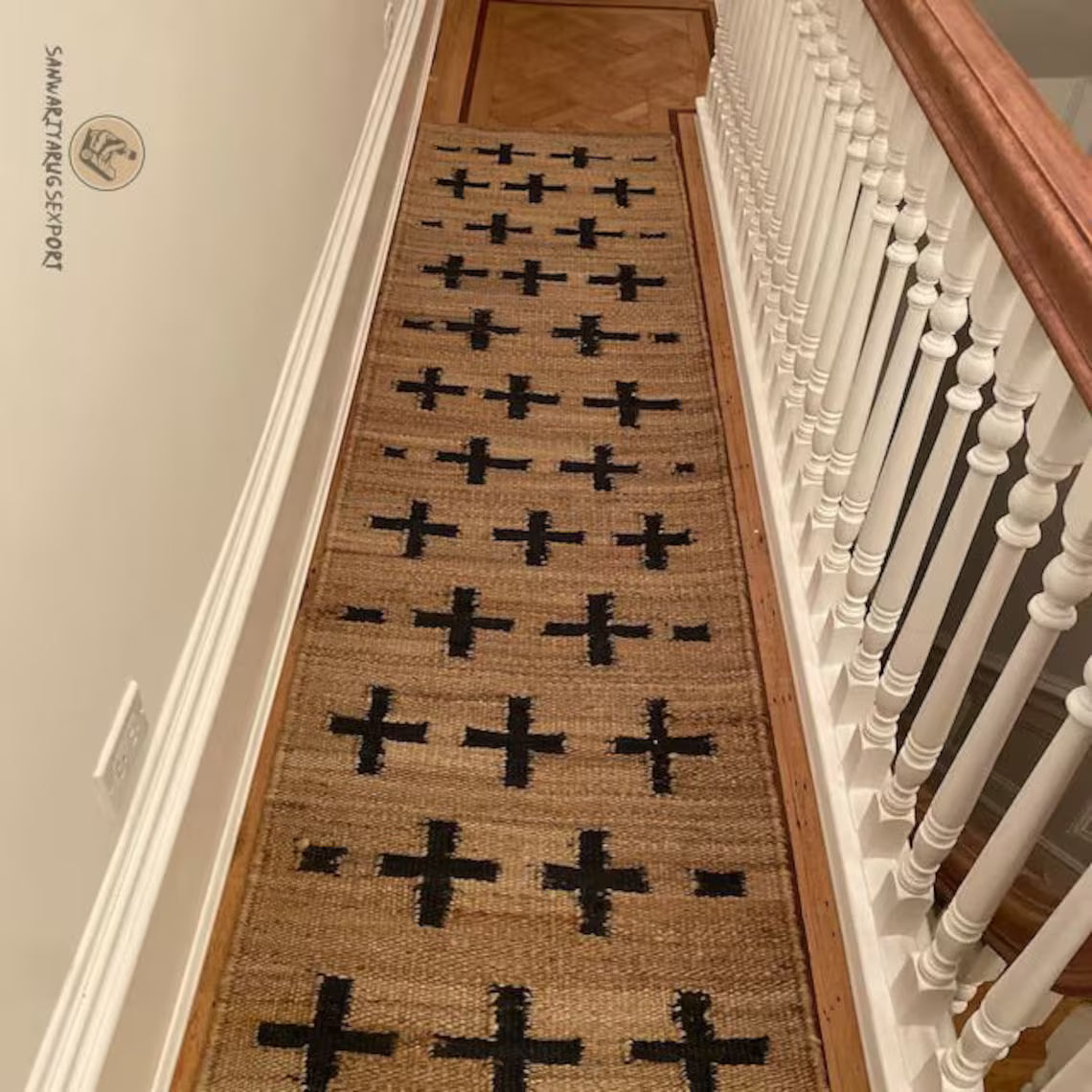 Handmade Natural & Black Plus Jute Rug