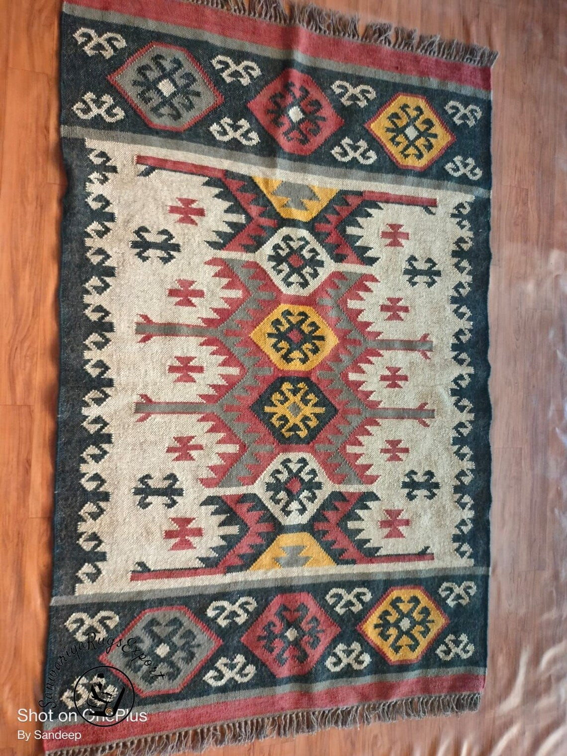 Wool Jute Traditional Kilim Rug
