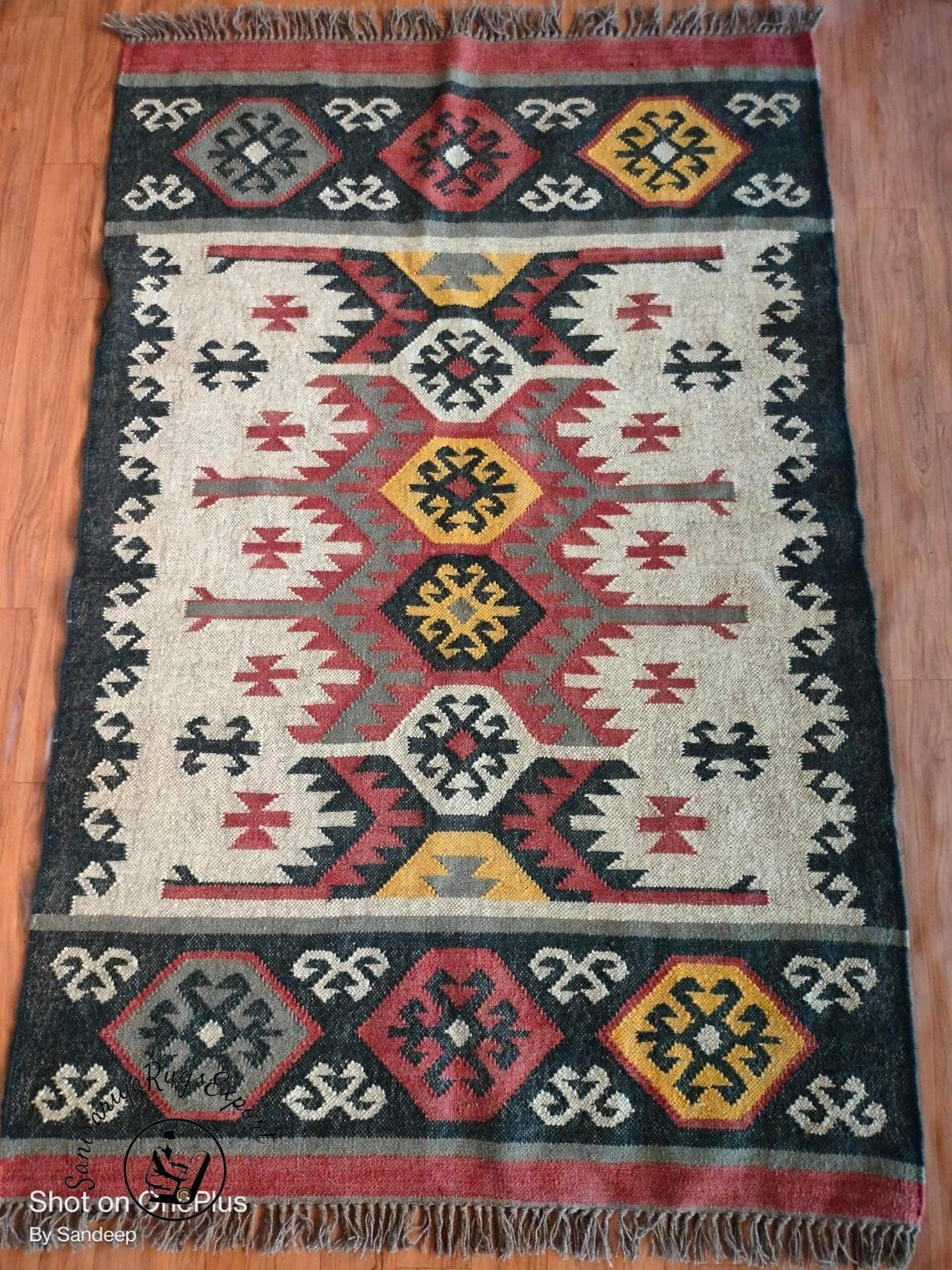 Wool Jute Traditional Kilim Rug