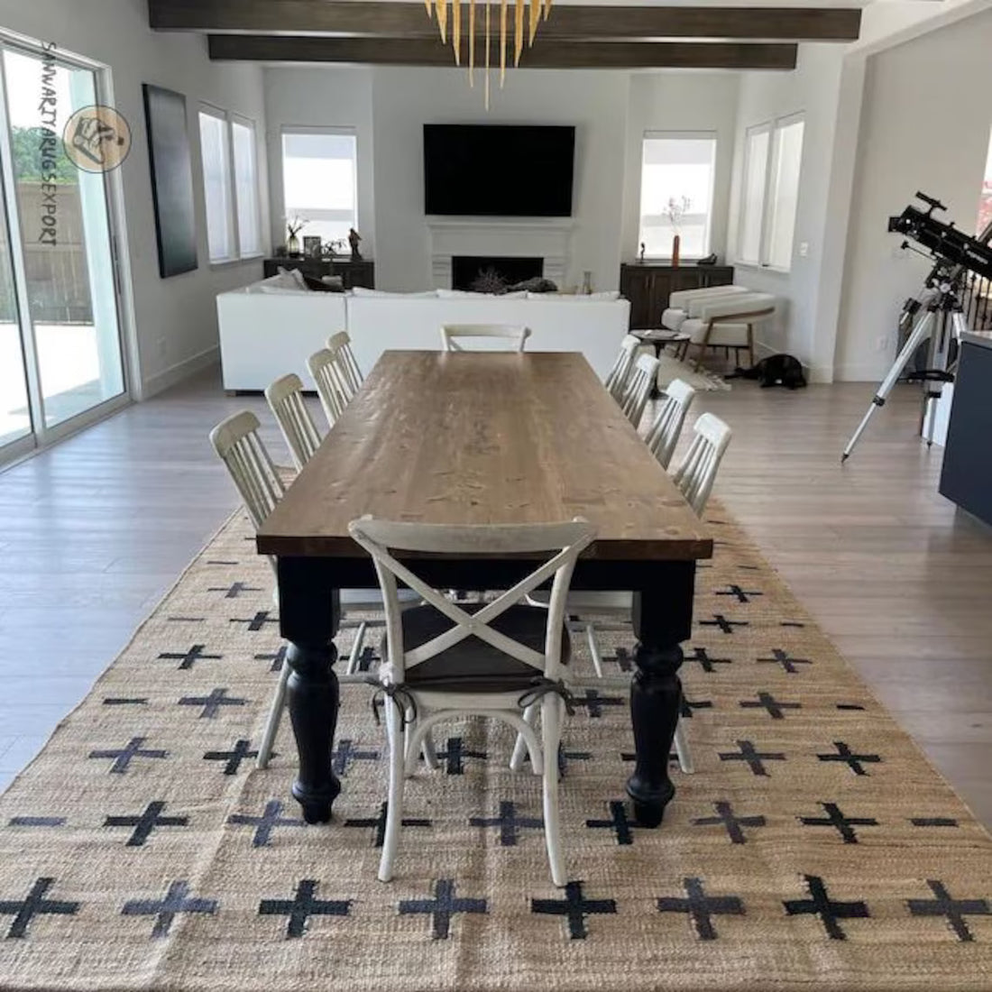 Handmade Natural & Black Plus Jute Rug