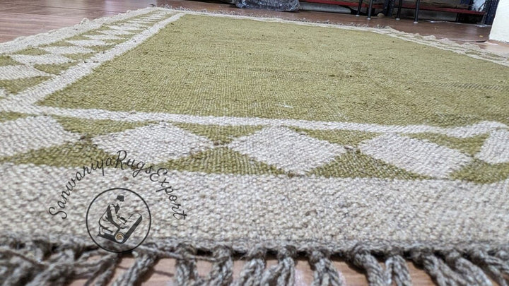 Handwoven Wool Jute Kilim Rug – Boho Flatweave Dhurrie