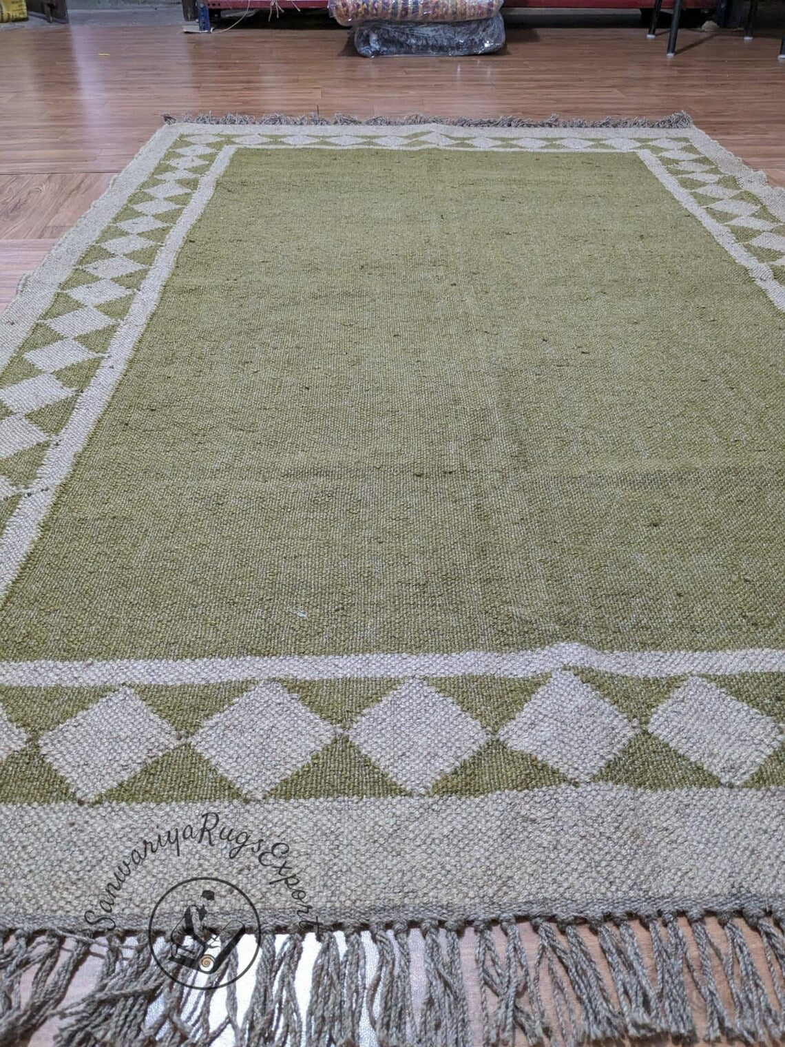 Handwoven Wool Jute Kilim Rug – Boho Flatweave Dhurrie