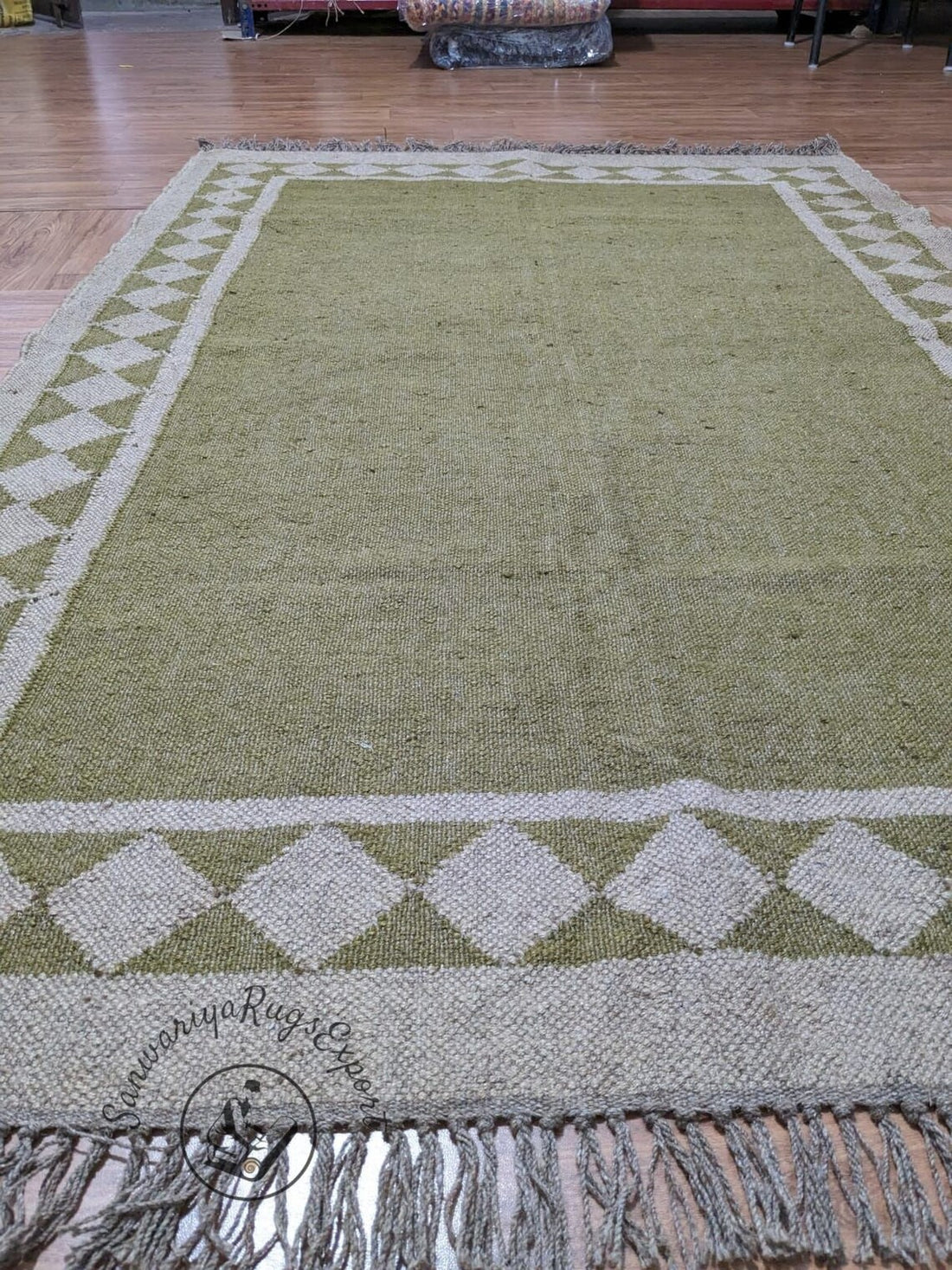 Handwoven Wool Jute Kilim Rug – Boho Flatweave Dhurrie