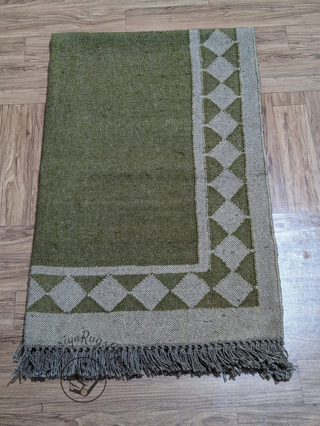 Handwoven Wool Jute Kilim Rug – Boho Flatweave Dhurrie