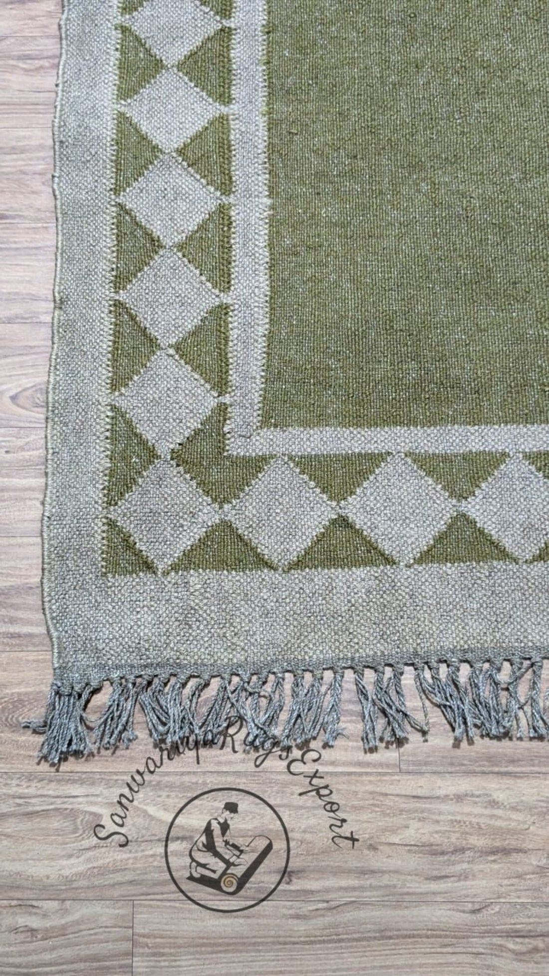 Handwoven Wool Jute Kilim Rug – Boho Flatweave Dhurrie