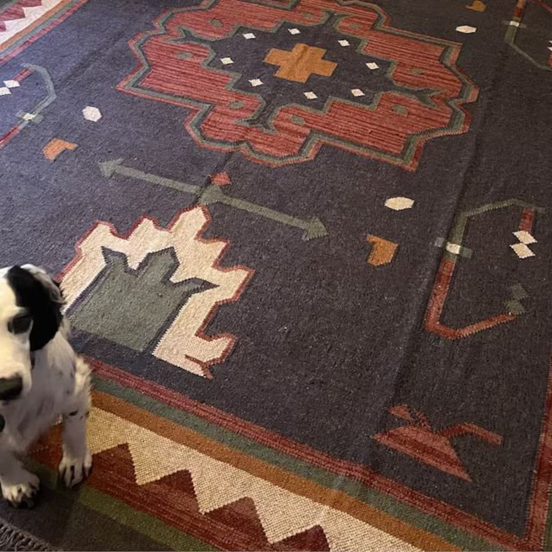 Kilim Rug – Handwoven Wool & Jute Dhurrie | Traditional Indian Area Carpet