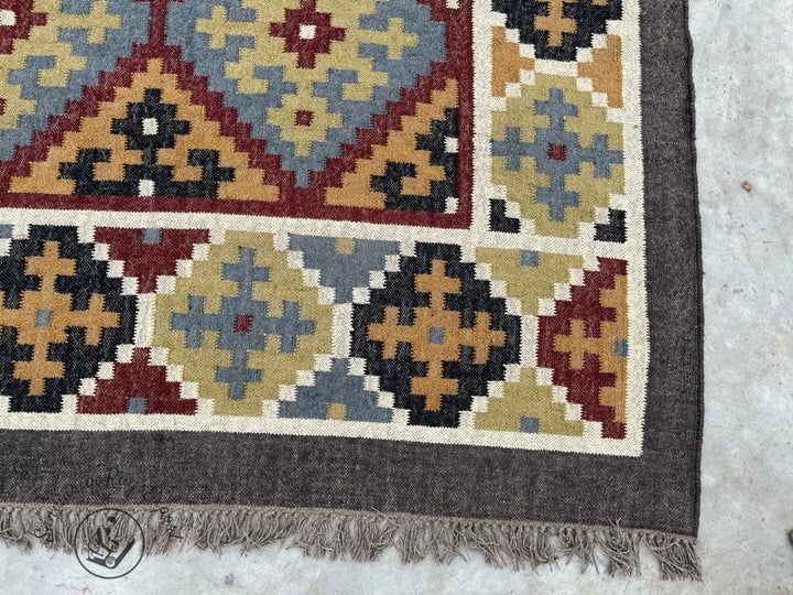 Handwoven Wool Jute Kilim Rug