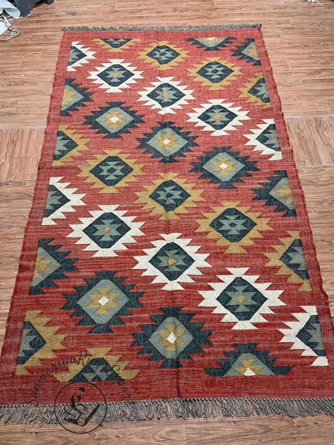 Multicolor Wool Jute Kilim Rug Flatweave Rug, Bohemian Rug Navajo Kilim Rug