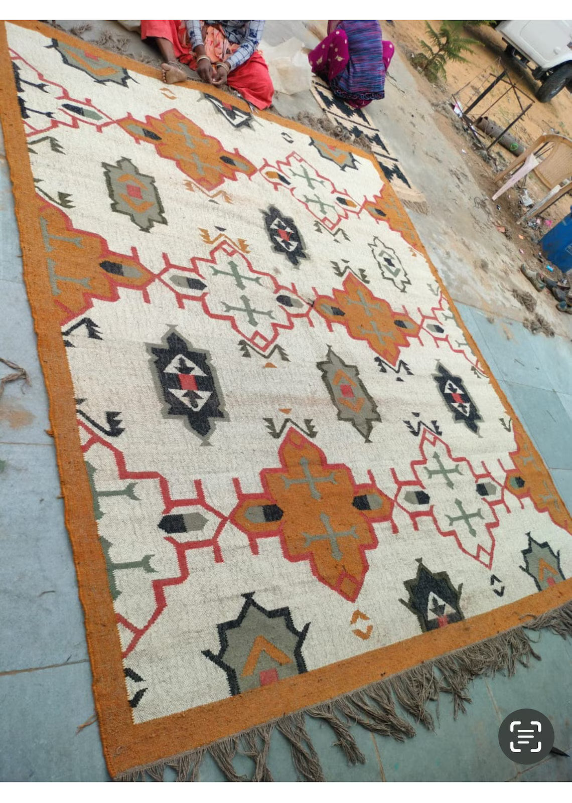 Handwoven Wool Jute Kilim Runner Oriental Geometric Rug