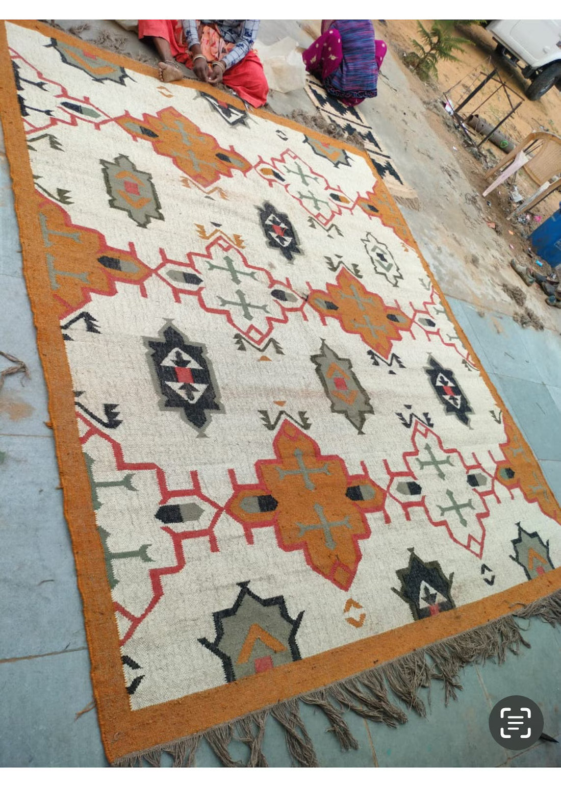 Handwoven Wool Jute Kilim Runner Oriental Geometric Rug