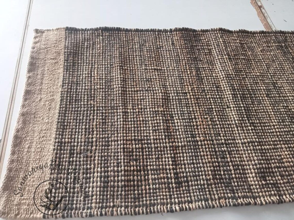 Natural Black Hemp & Jute Runner – Eco-Friendly, Pure Vegan Handwoven Runner