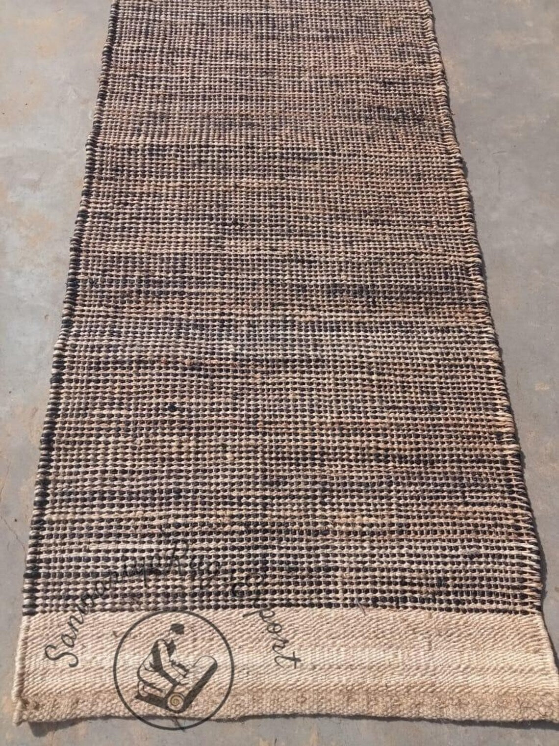Natural Black Hemp & Jute Runner – Eco-Friendly, Pure Vegan Handwoven Runner
