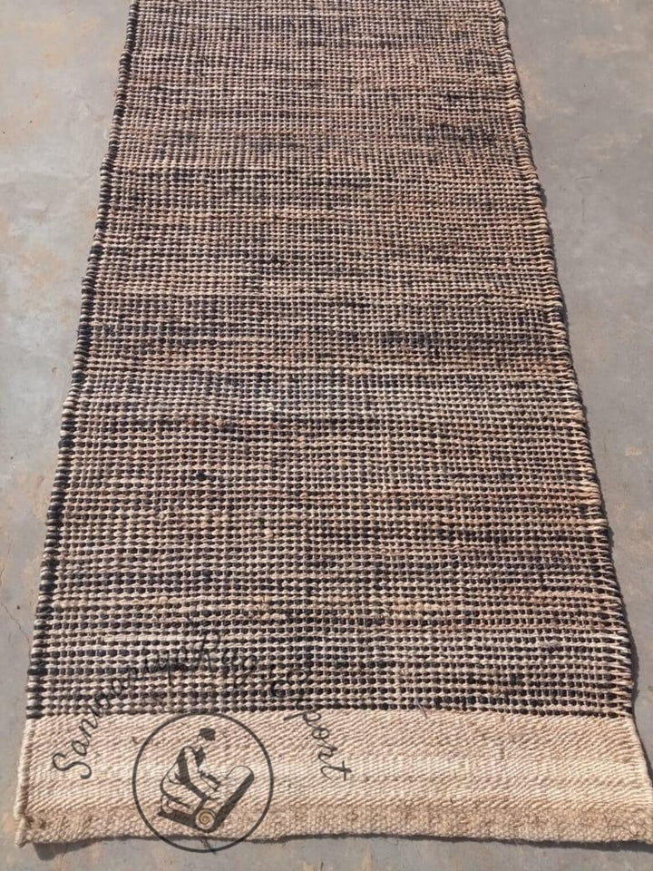 Natural Black Hemp & Jute Runner – Eco-Friendly, Pure Vegan Handwoven Runner