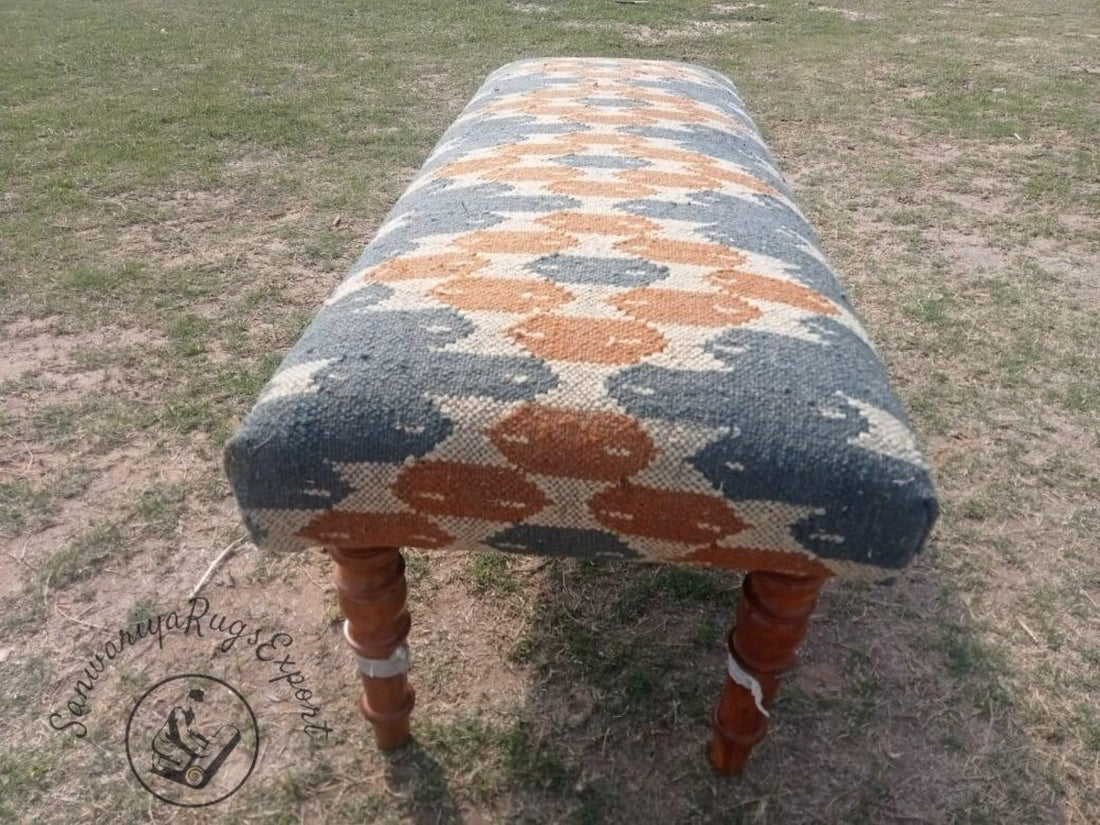 Kilim Bench – Handmade Wooden Ottoman Seat