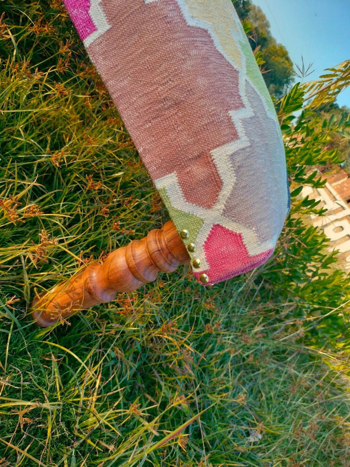 Kilim Bench Ottoman | Handcrafted Wooden Base with Traditional Kilim Upholstery