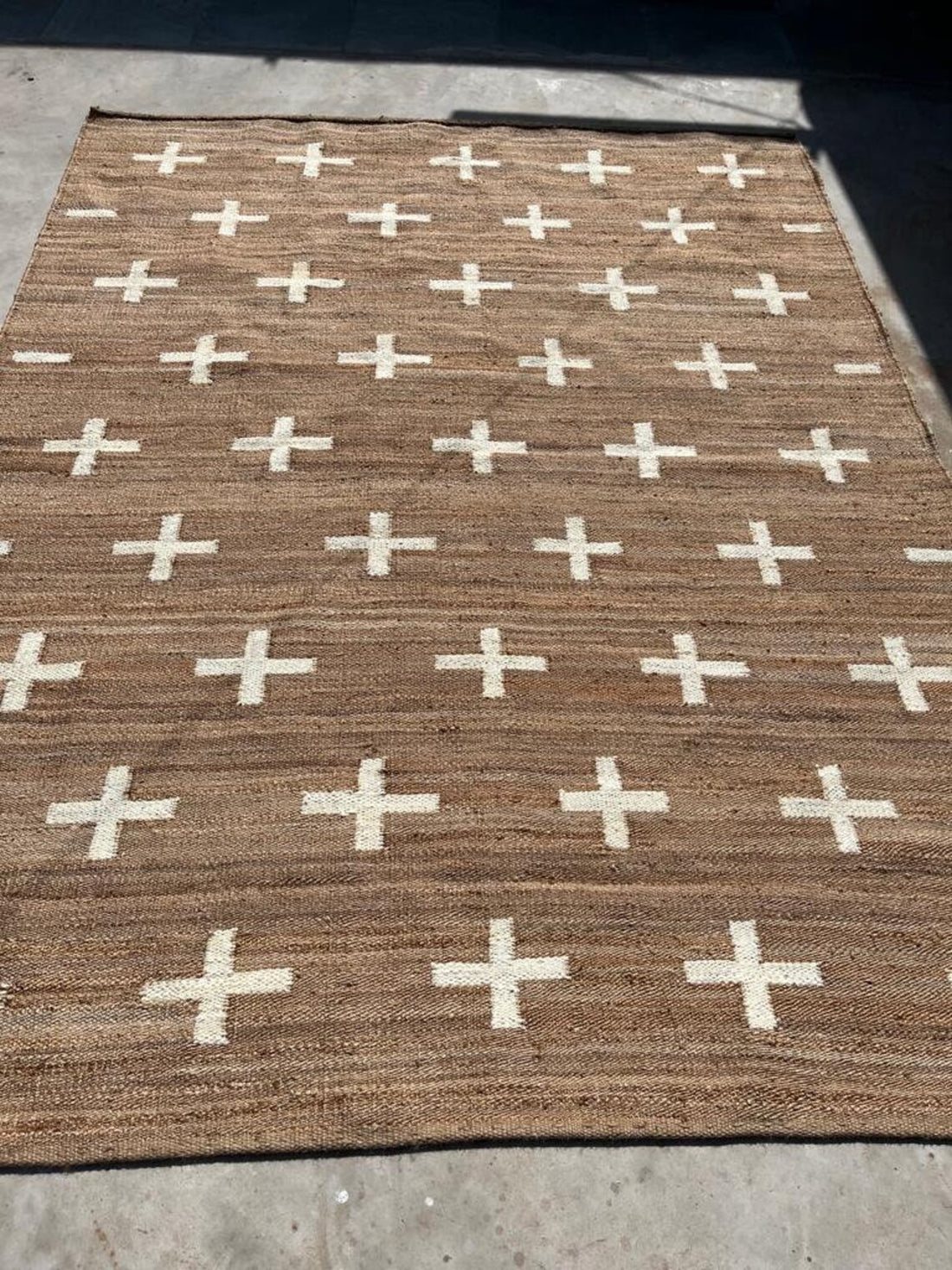 Handmade Natural & Off-White Hemp Jute Runner Rug