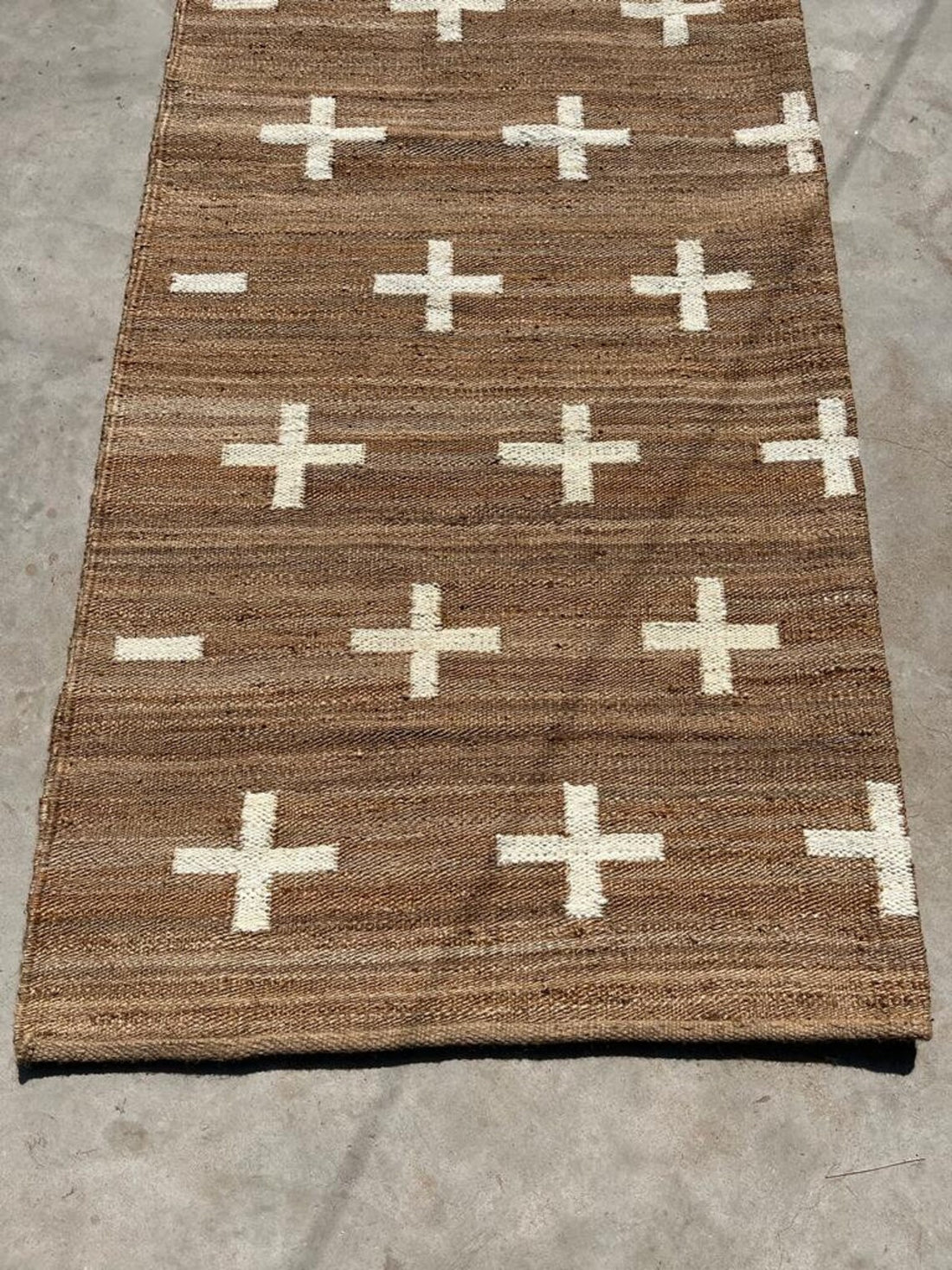Handmade Natural & Off-White Hemp Jute Runner Rug